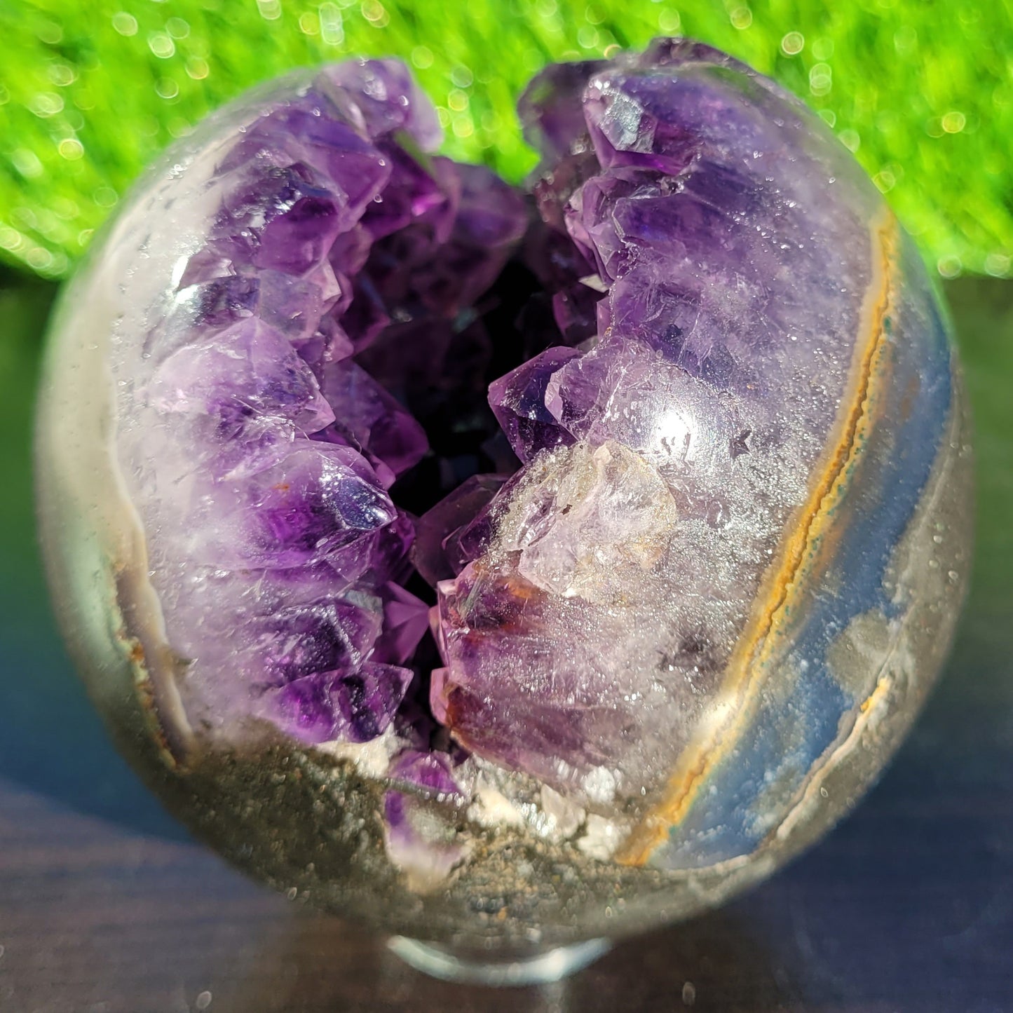 Druzy Amethyst Geode Crystal Sphere, 3.7", 981 Grams