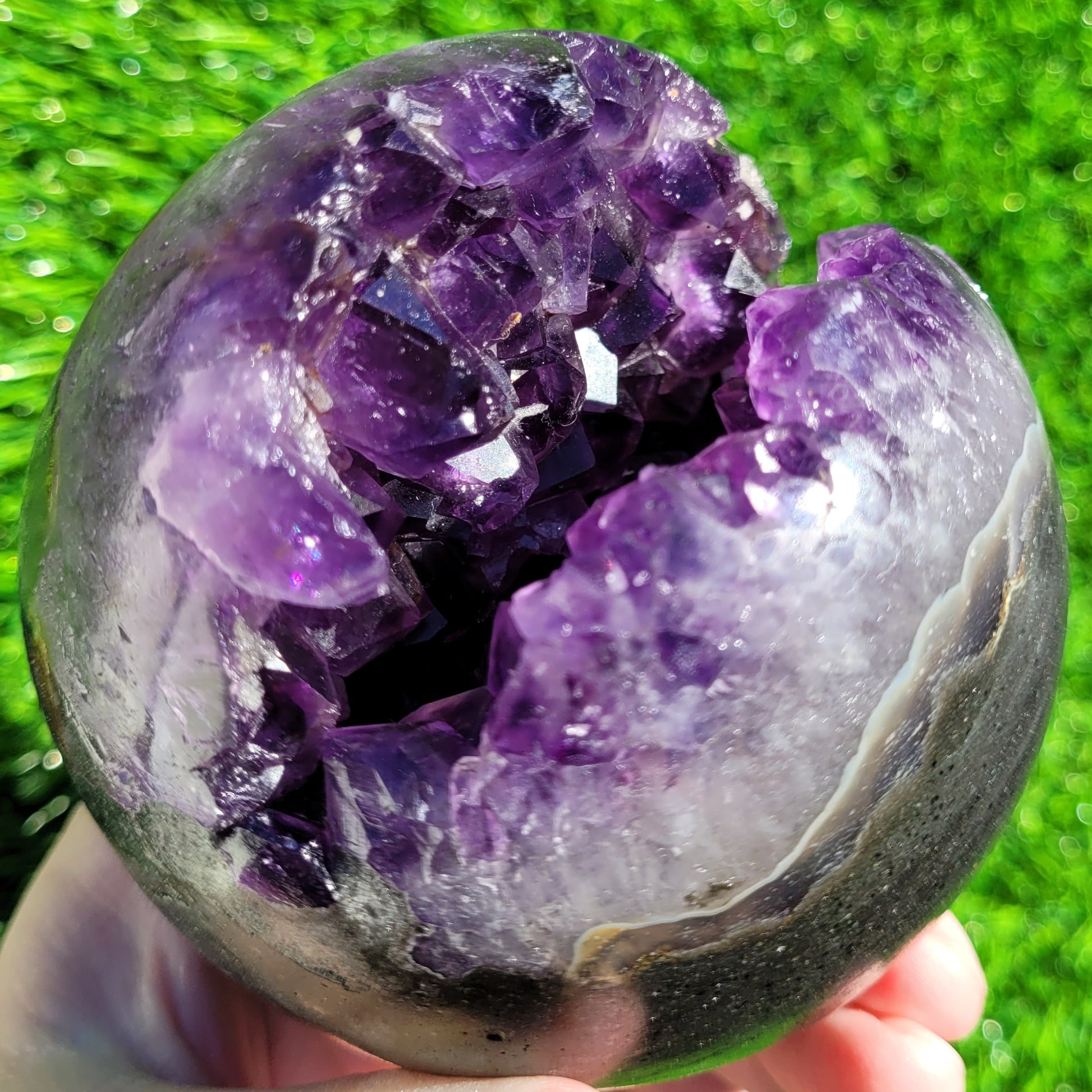 Amethyst Sphere with cave