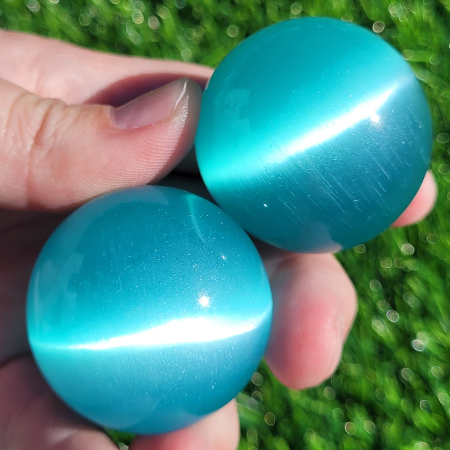 Teal Blue Cats Eye Sphere