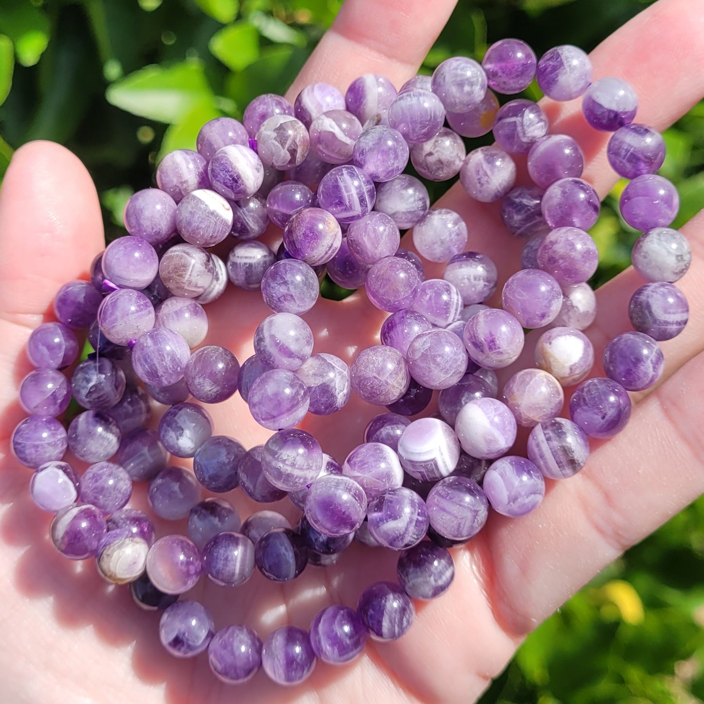 Dream Amethyst Round Crystal Beaded Stretch Bracelet, 8mm