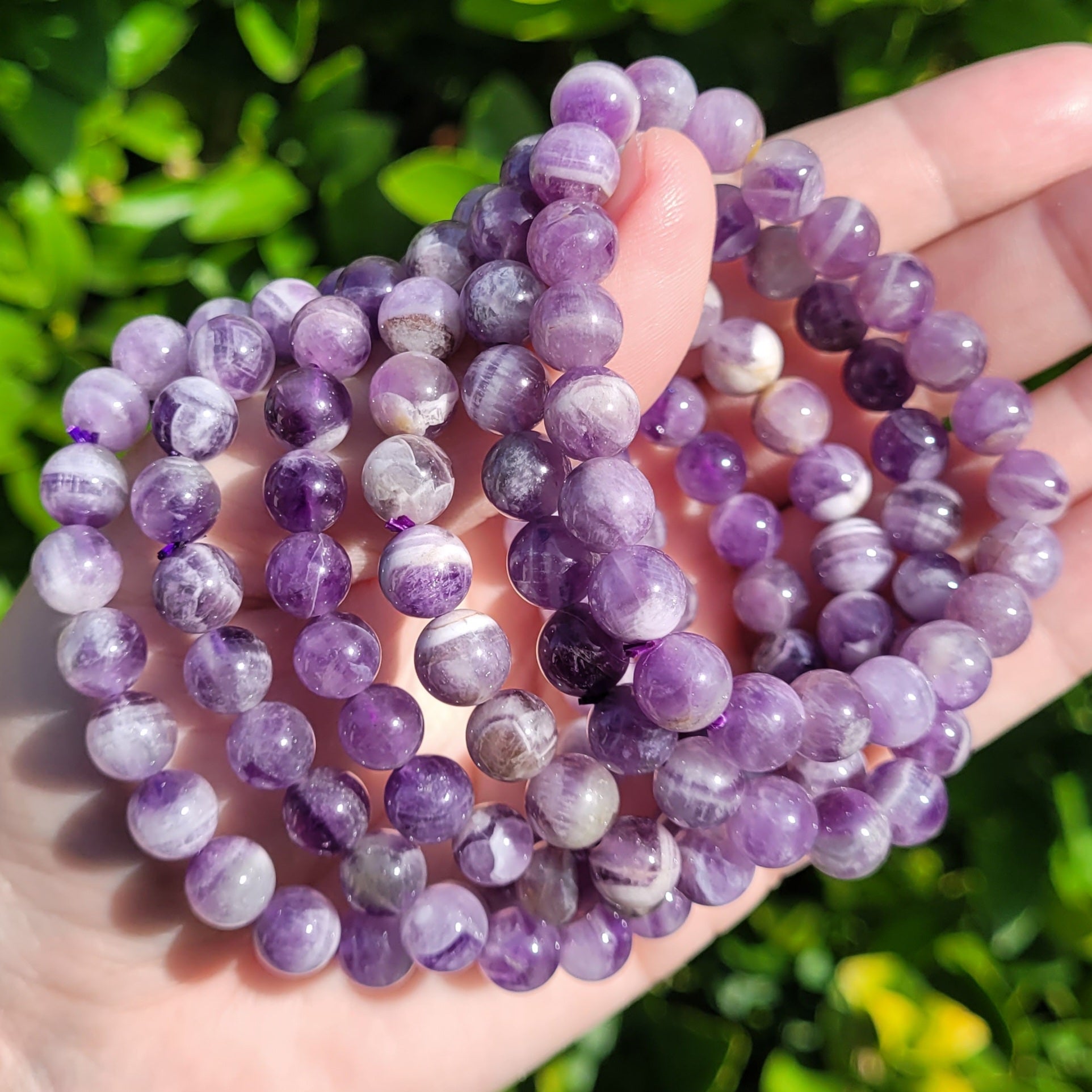 Dream Amethyst Round Crystal Beaded Stretch Bracelet, 8mm