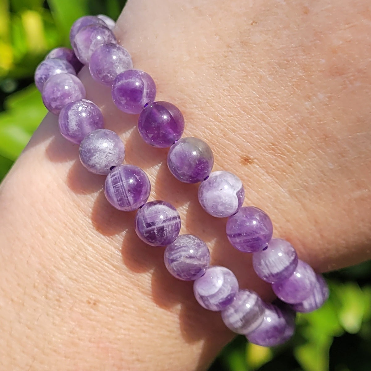 Dream Amethyst Round Crystal Beaded Stretch Bracelet, 8mm