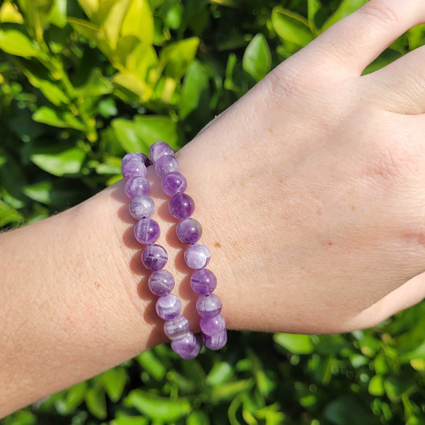 Dream Amethyst Round Crystal Beaded Stretch Bracelet, 8mm