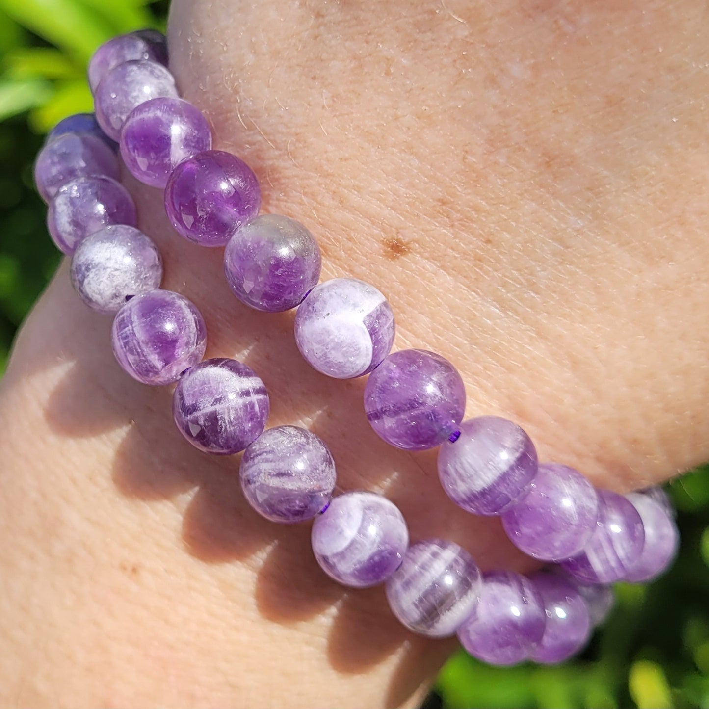 Dream Amethyst Round Crystal Beaded Stretch Bracelet, 8mm