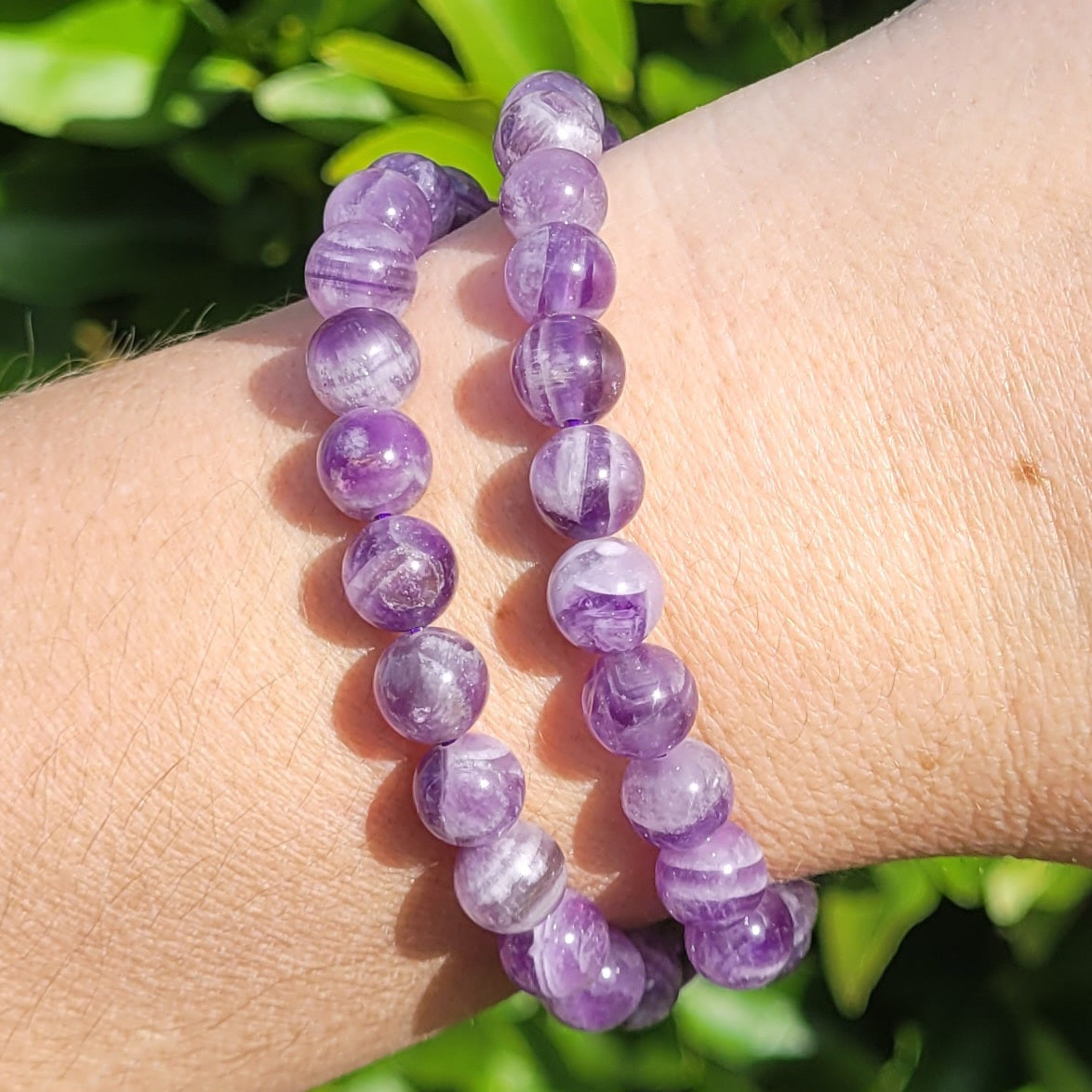 Dream Amethyst Round Crystal Beaded Stretch Bracelet, 8mmDream Amethyst Round Crystal Beaded Stretch Bracelet, 8mm