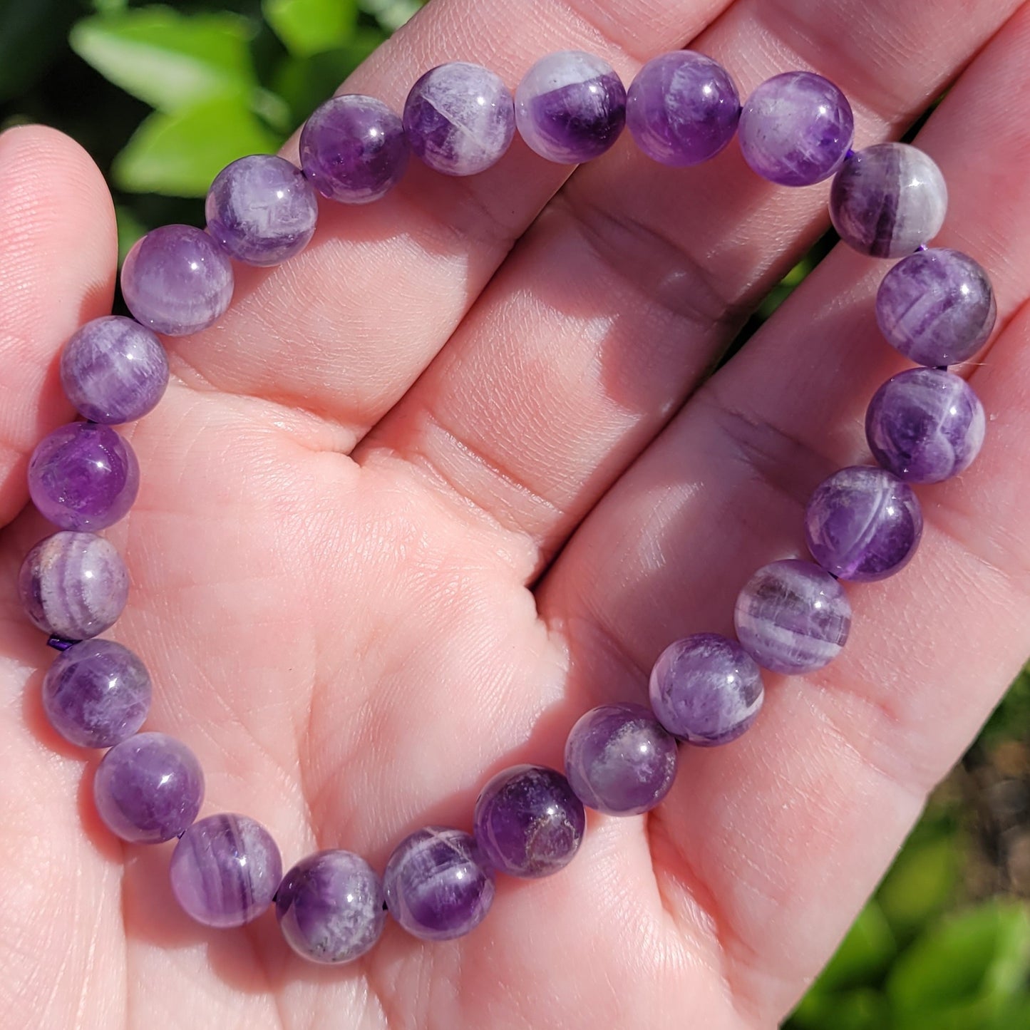 Dream Amethyst Round Crystal Beaded Stretch Bracelet, 8mm