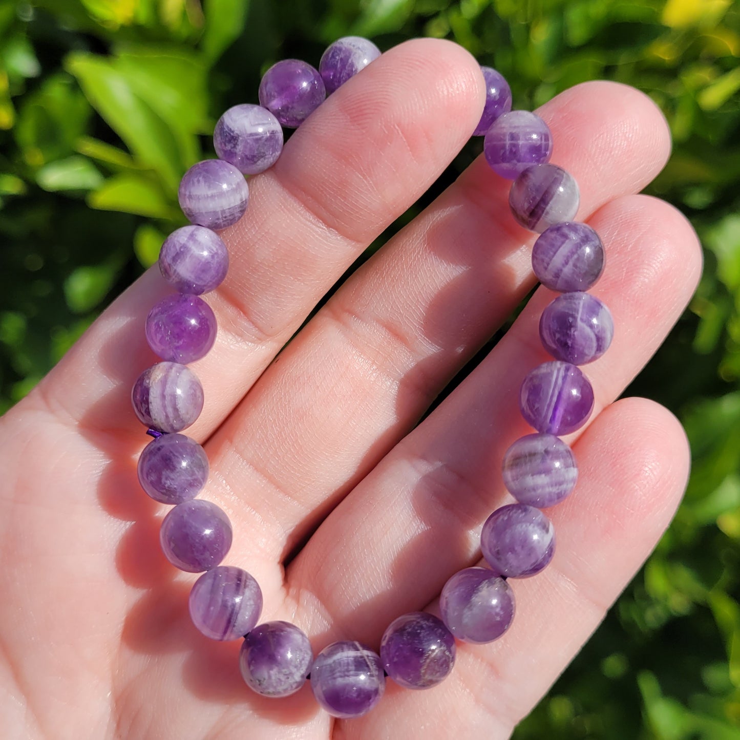 Dream Amethyst Round Crystal Beaded Stretch Bracelet, 8mm