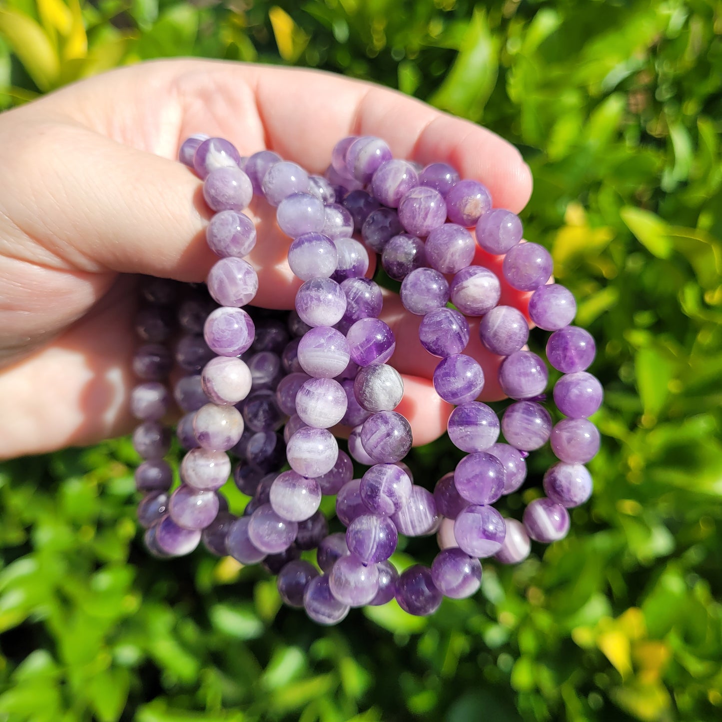 Dream Amethyst Round Crystal Beaded Stretch Bracelet, 8mm