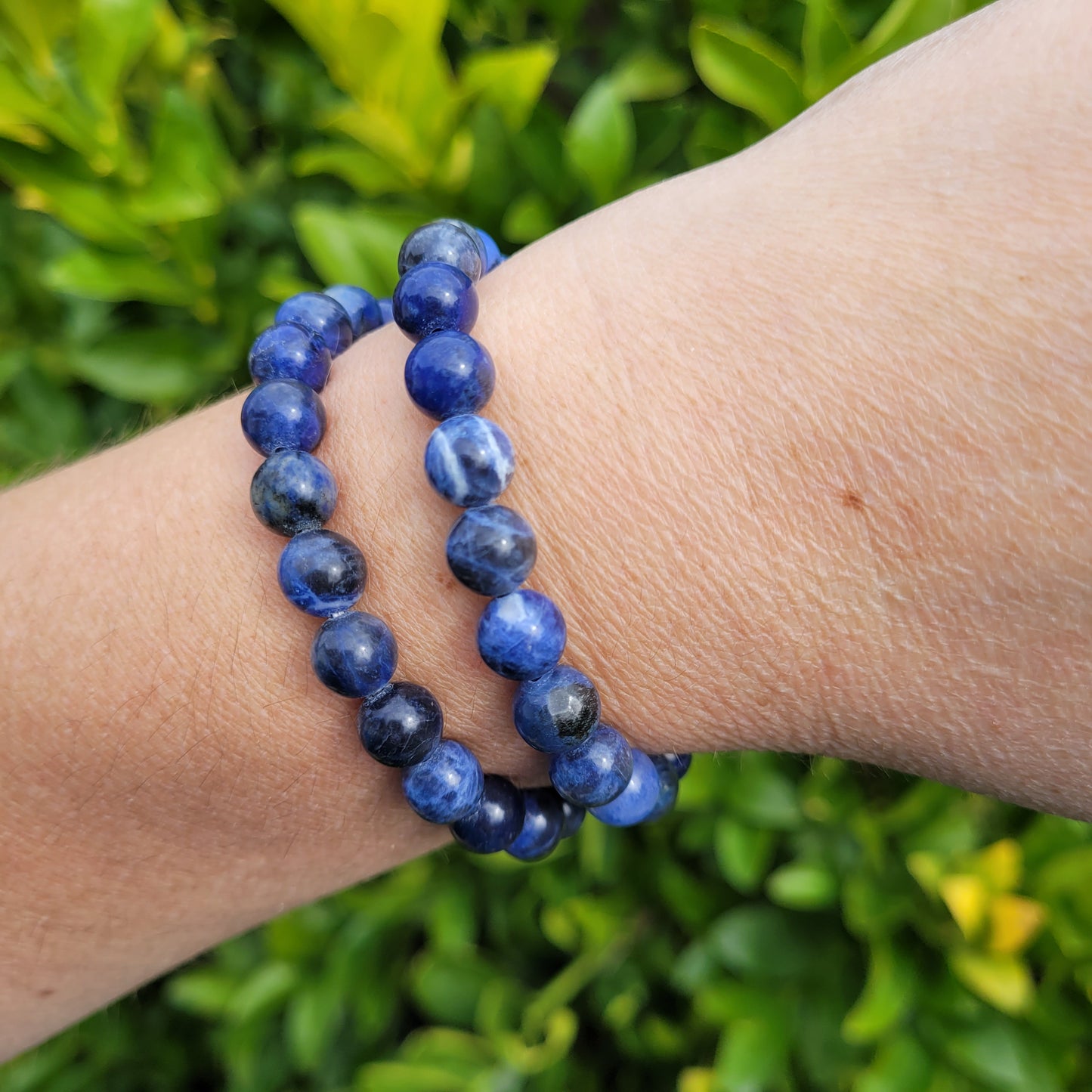 Sodalite Round Crystal Beaded Stretch Bracelet, 8.5mm