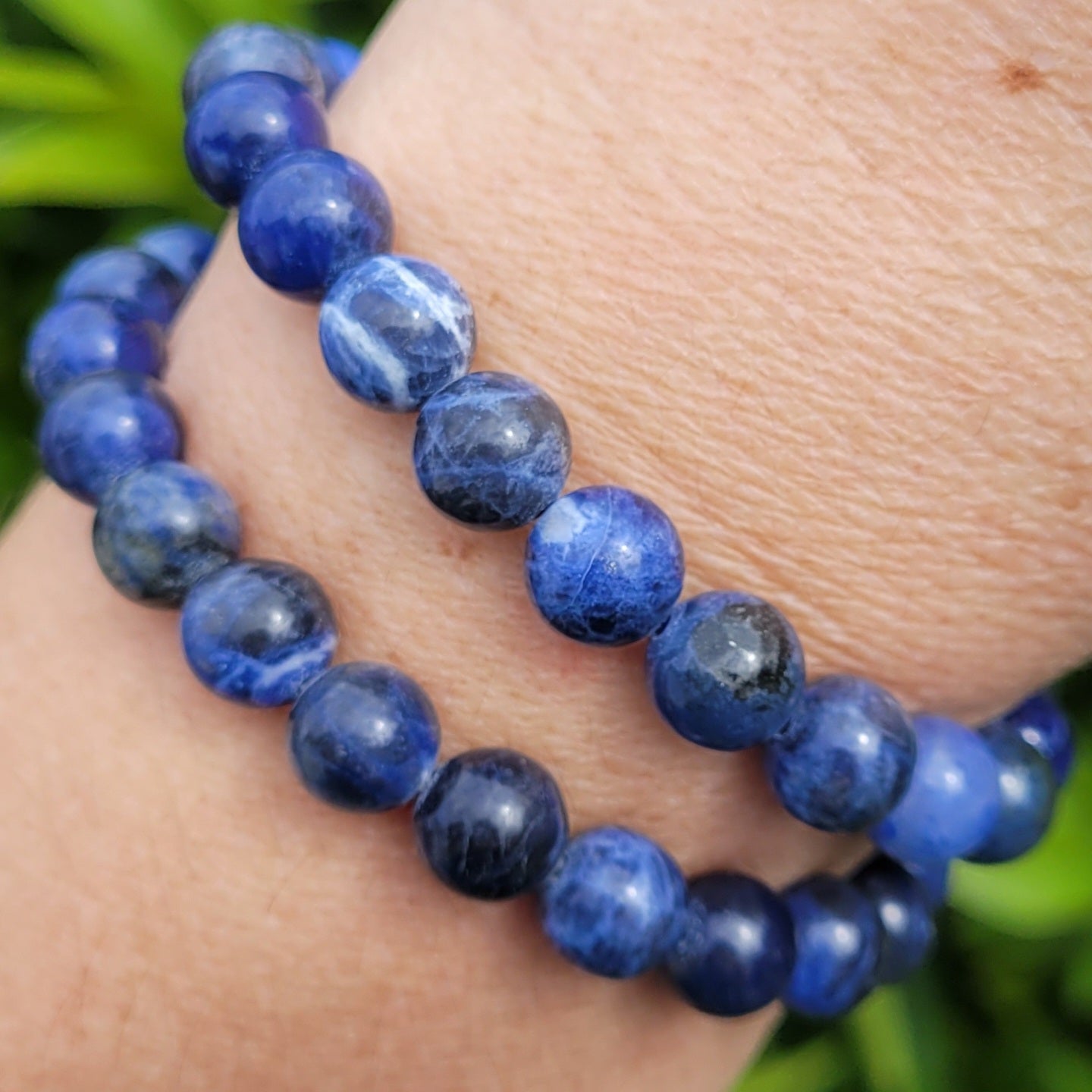 Dark blue Sodalite Round Crystal Beaded Stretch Bracelet, 8.5mm