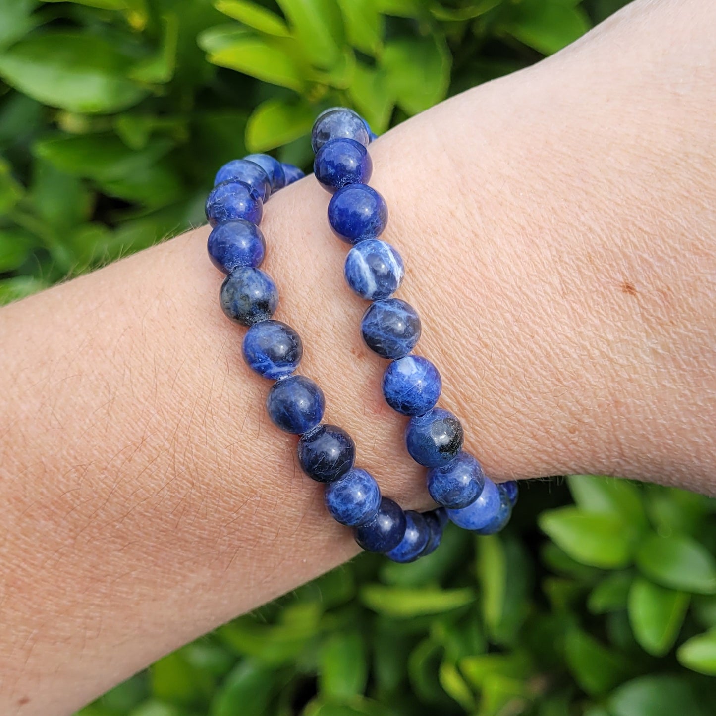 Sodalite Round Crystal Beaded Stretch Bracelet, 8.5mm