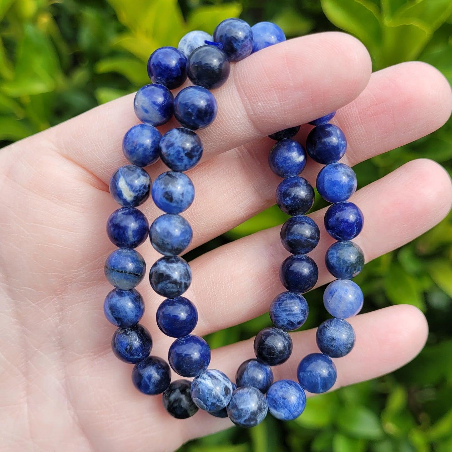 Sodalite Round Crystal Beaded Stretch Bracelet, 8.5mm