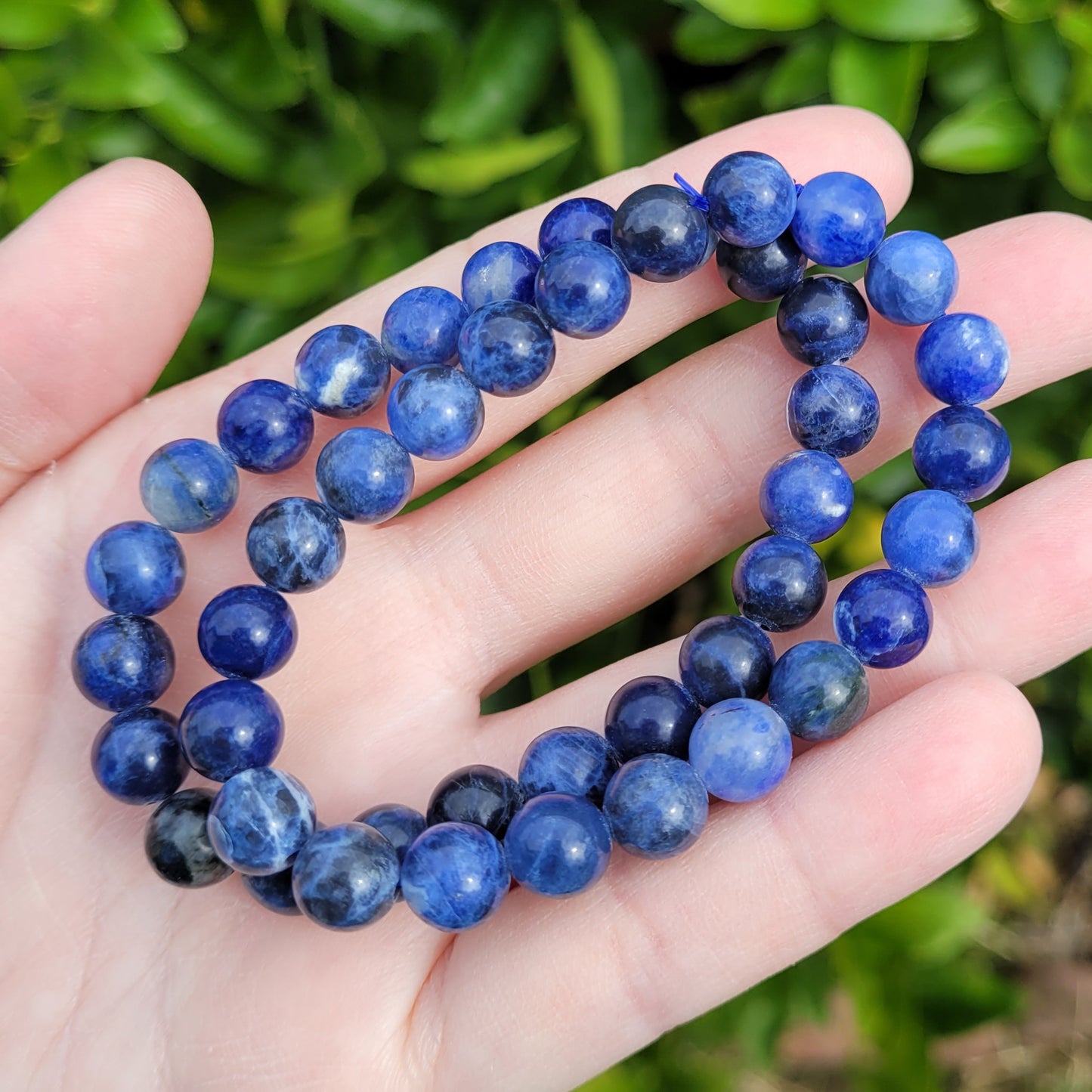 Sodalite Round Crystal Beaded Stretch Bracelet, 8.5mm