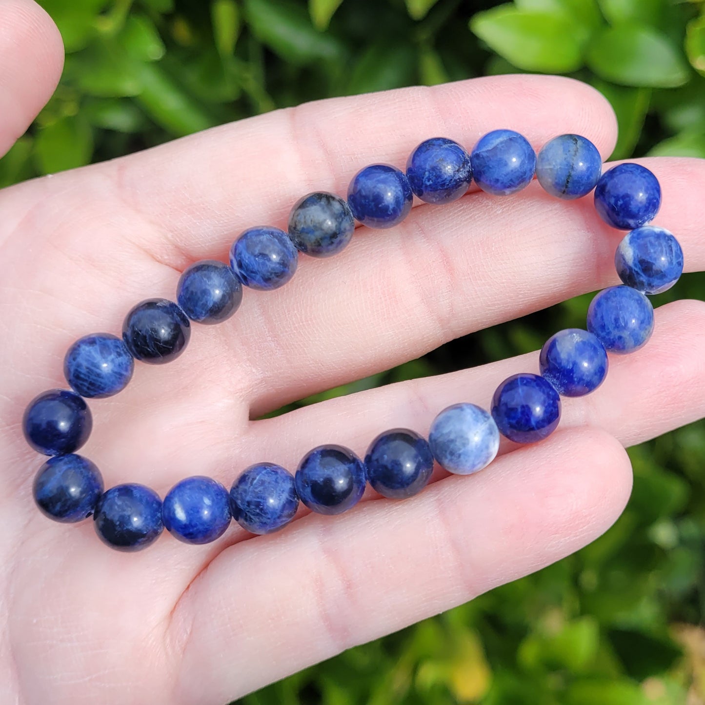 Sodalite Round Crystal Beaded Stretch Bracelet, 8.5mm