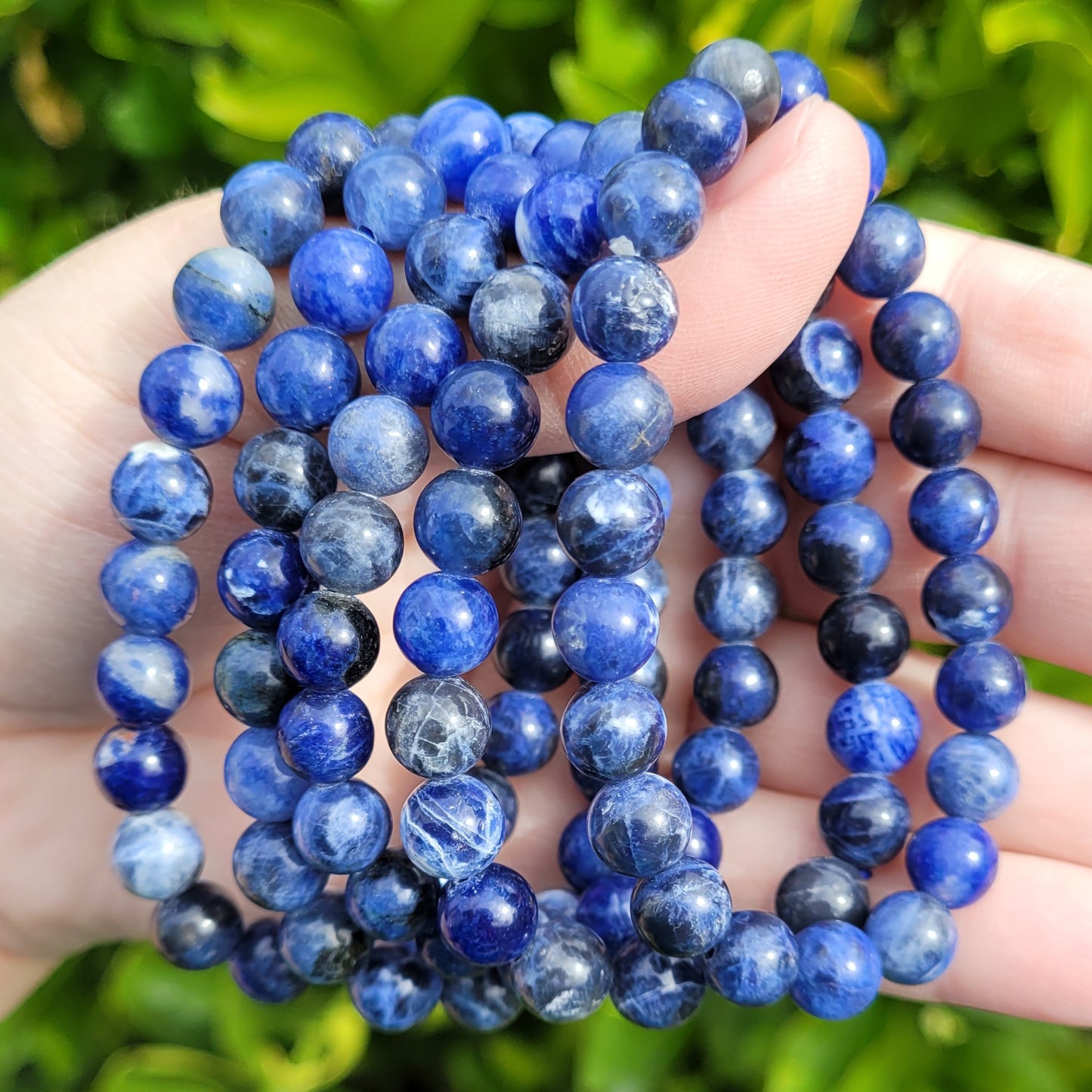 Sodalite Round Crystal Beaded Stretch Bracelet, 8.5mm