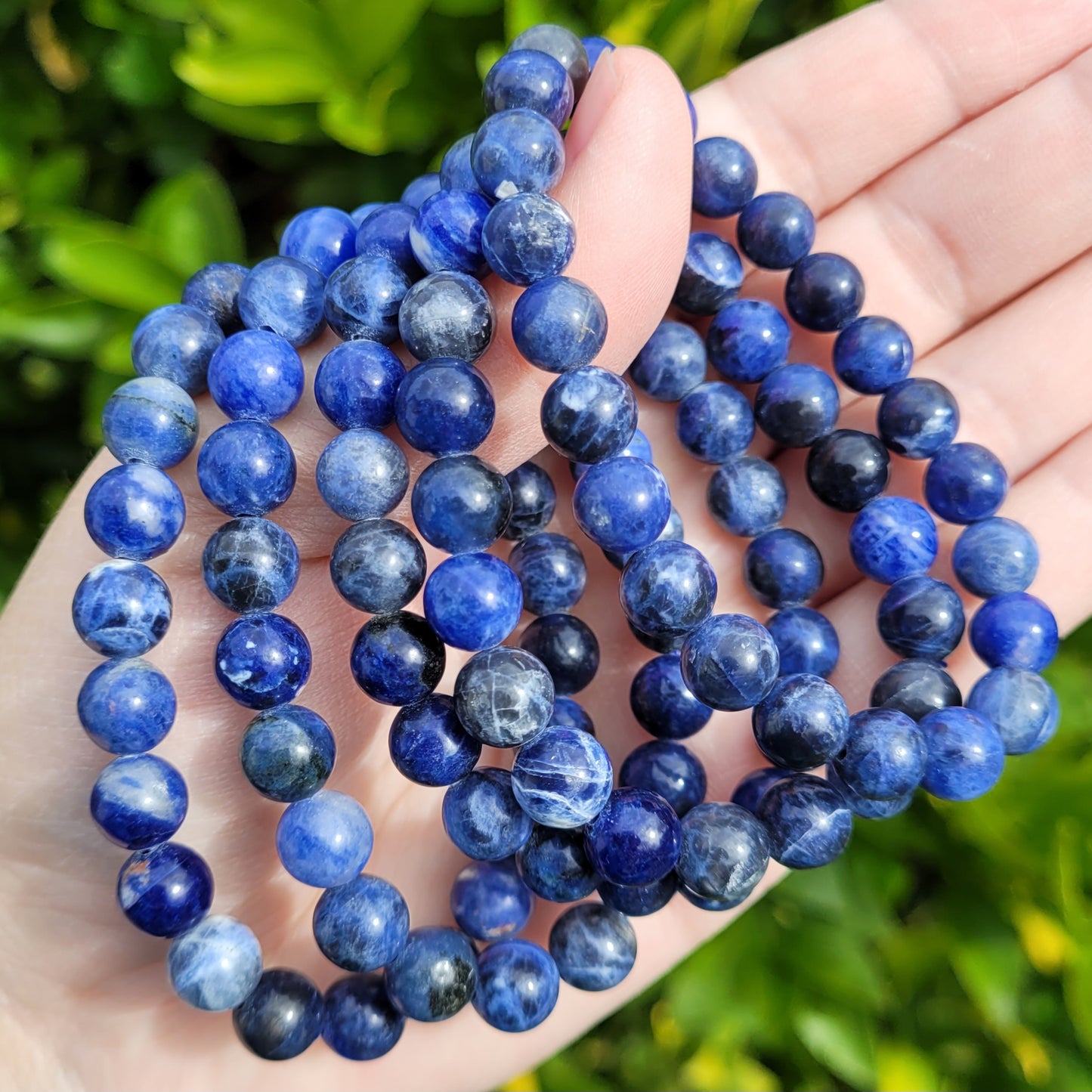 Sodalite Round Crystal Beaded Stretch Bracelet, 8.5mm