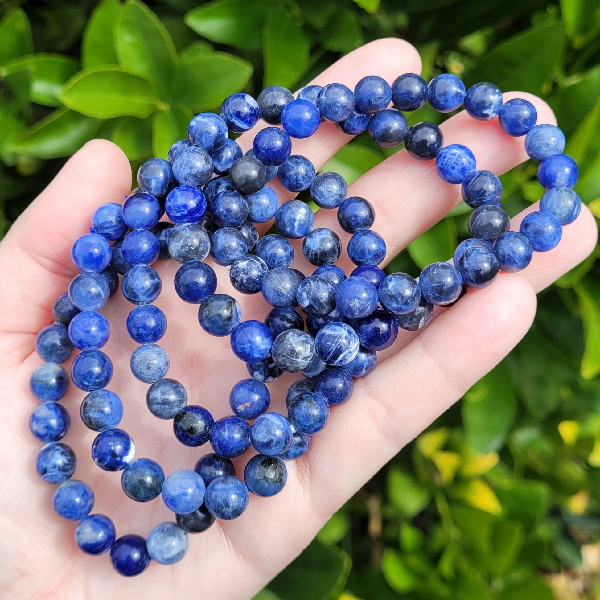 Dark blue Sodalite Round Crystal Beaded Stretch Bracelet, 8.5mm