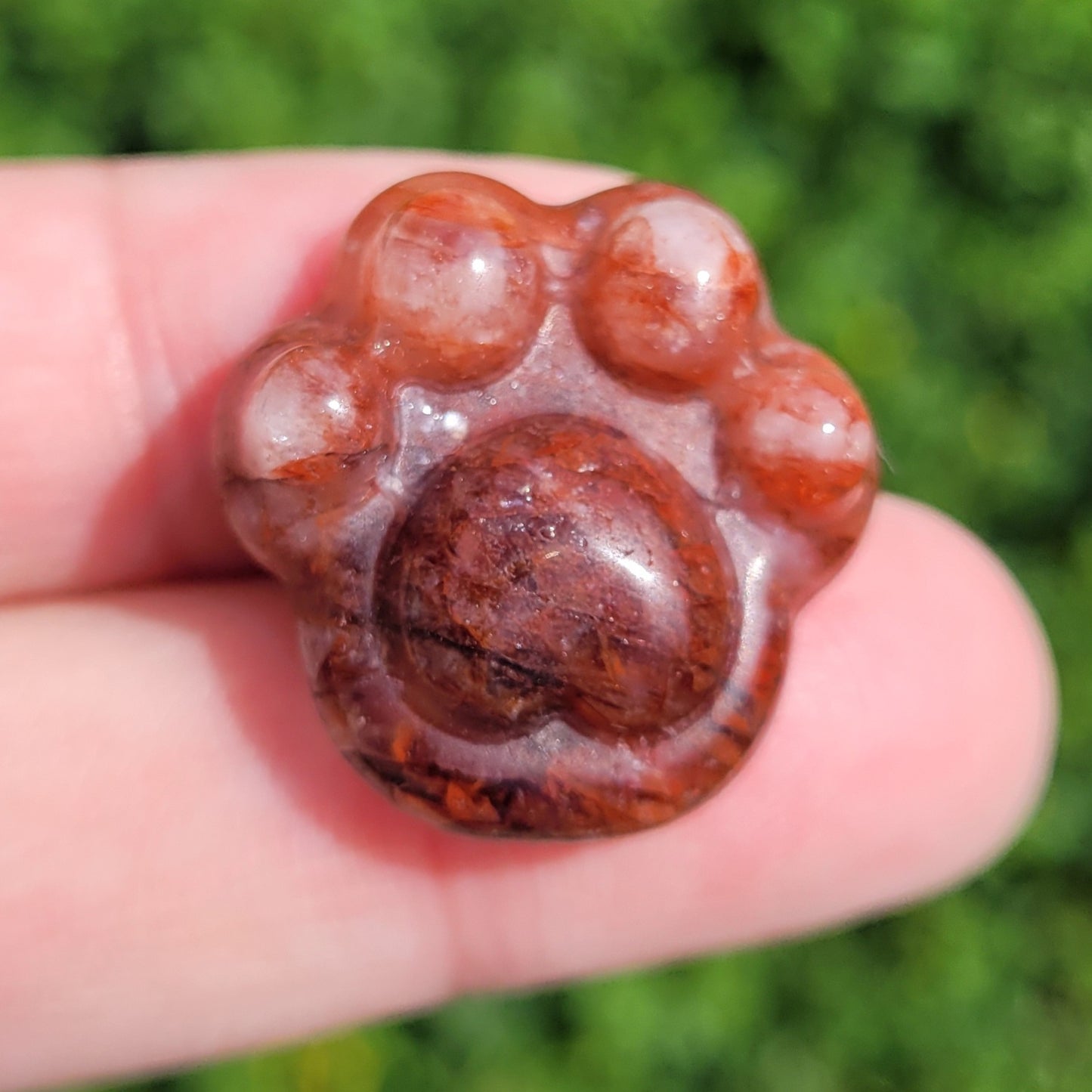 Paw Shaped Crystal in Fire Quartz, Clear Quartz, Amethyst, Amazonite or Flower Agate