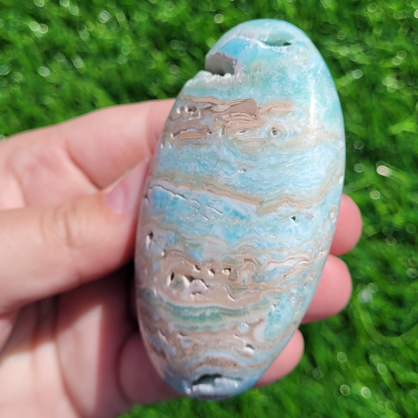 Blue Aragonite Palm Stone Crystal