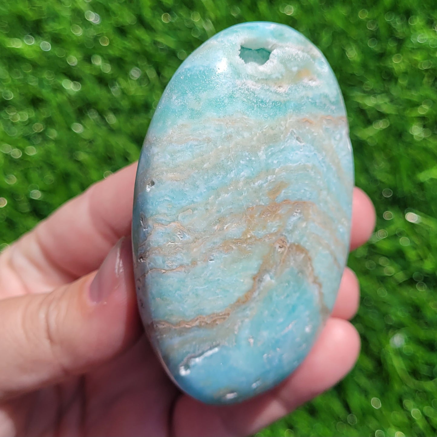 Blue Aragonite Palm Stone Crystal