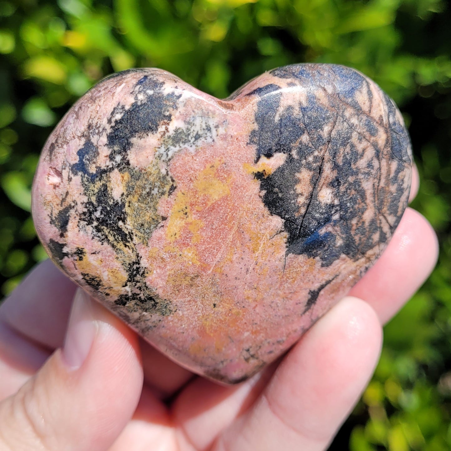 Rhodonite Heart Crystal, 2.5"x 2.3", 146 Grams