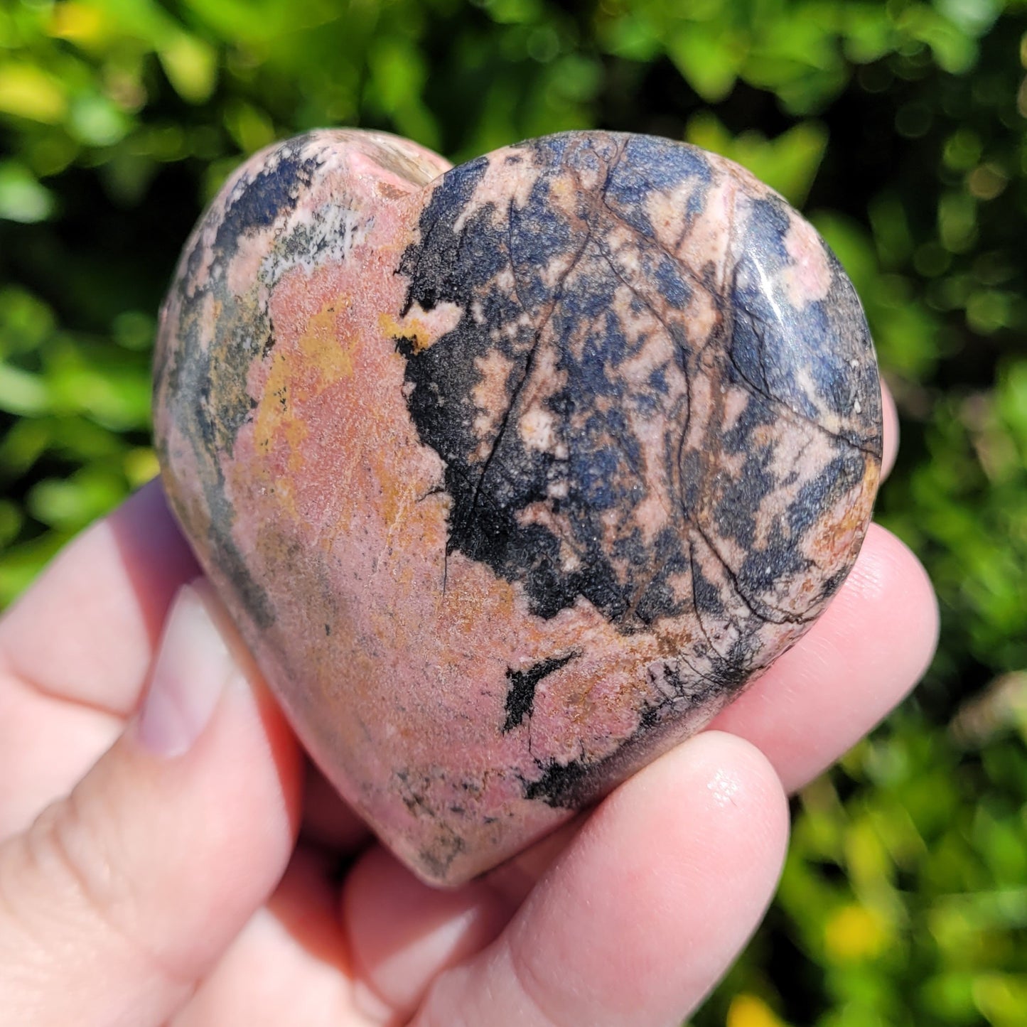 Rhodonite Heart Crystal, 2.5"x 2.3", 146 Grams