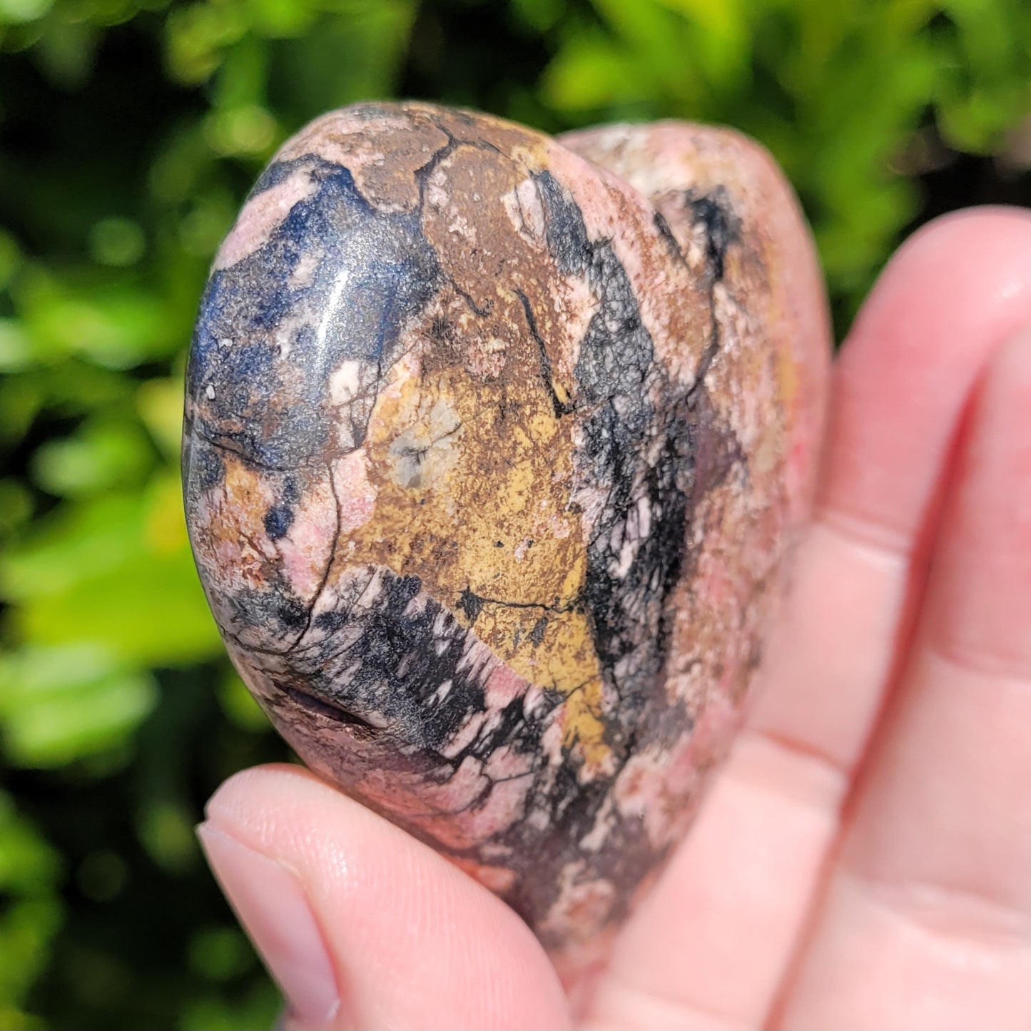 Rhodonite Heart Crystal, 2.5"x 2.3", 146 Grams