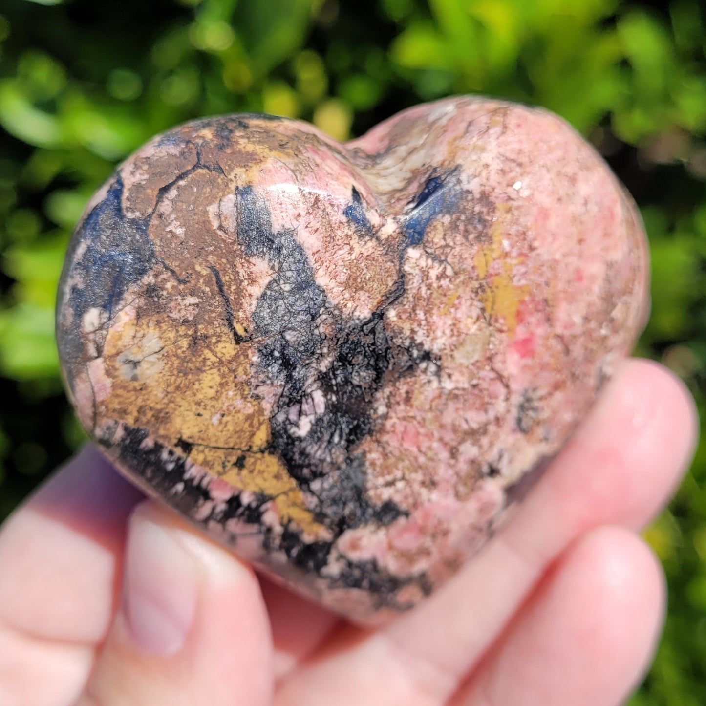 Rhodonite Heart Crystal, 2.5"x 2.3", 146 Grams