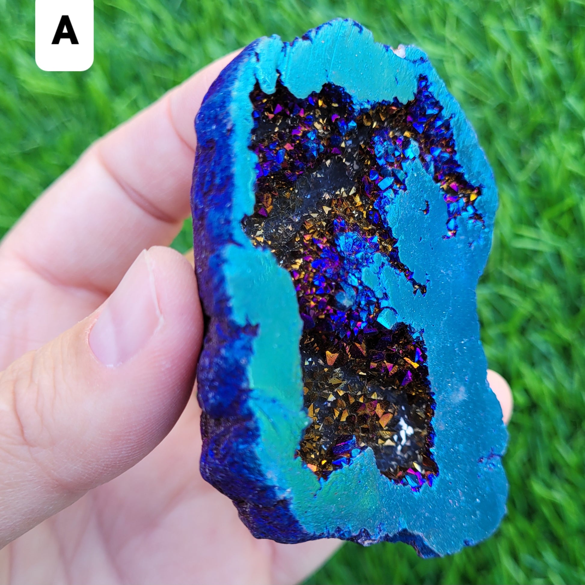 Dark Blue Titanium Angel Aura Quartz Geode