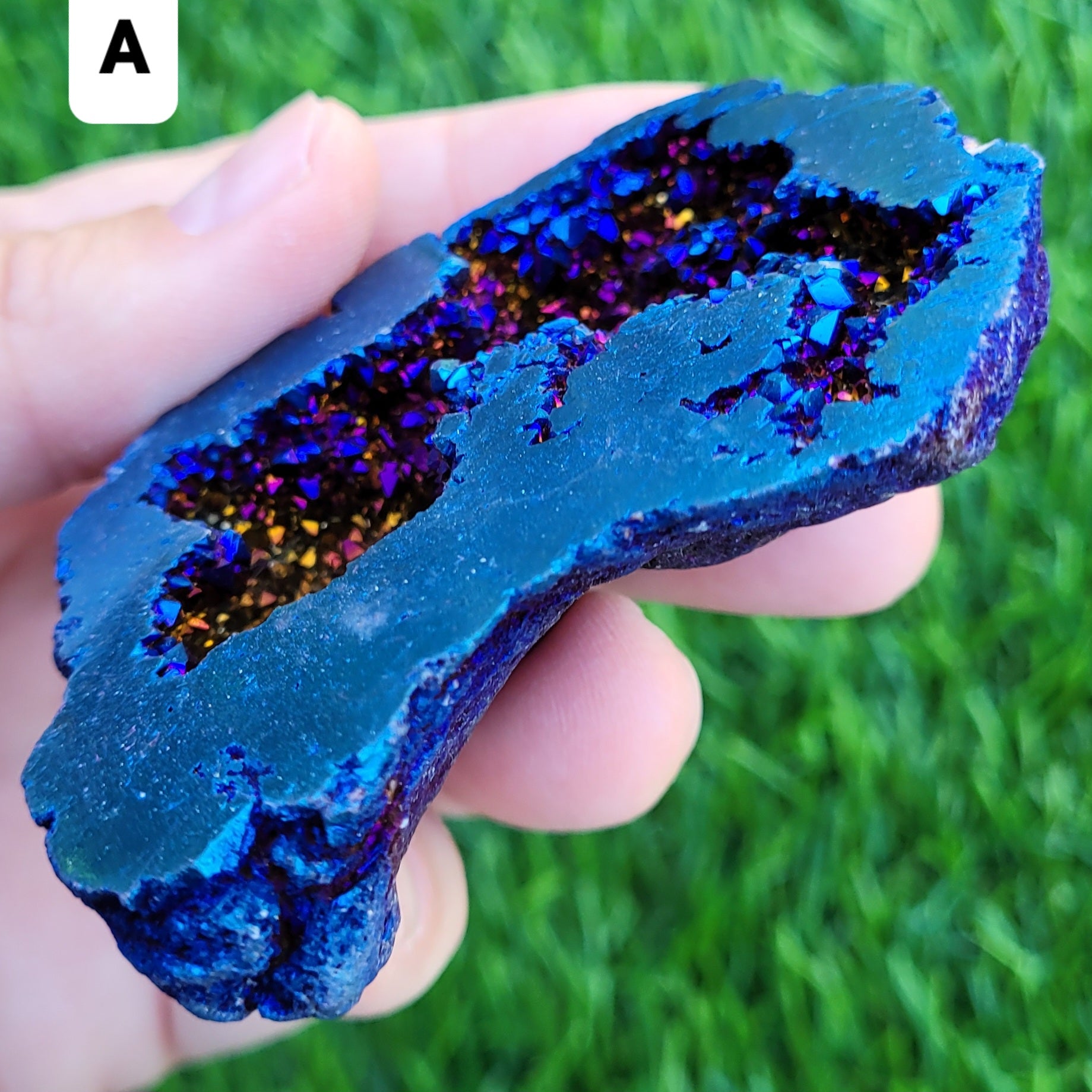 Dark Blue Titanium Angel Aura Quartz Geode