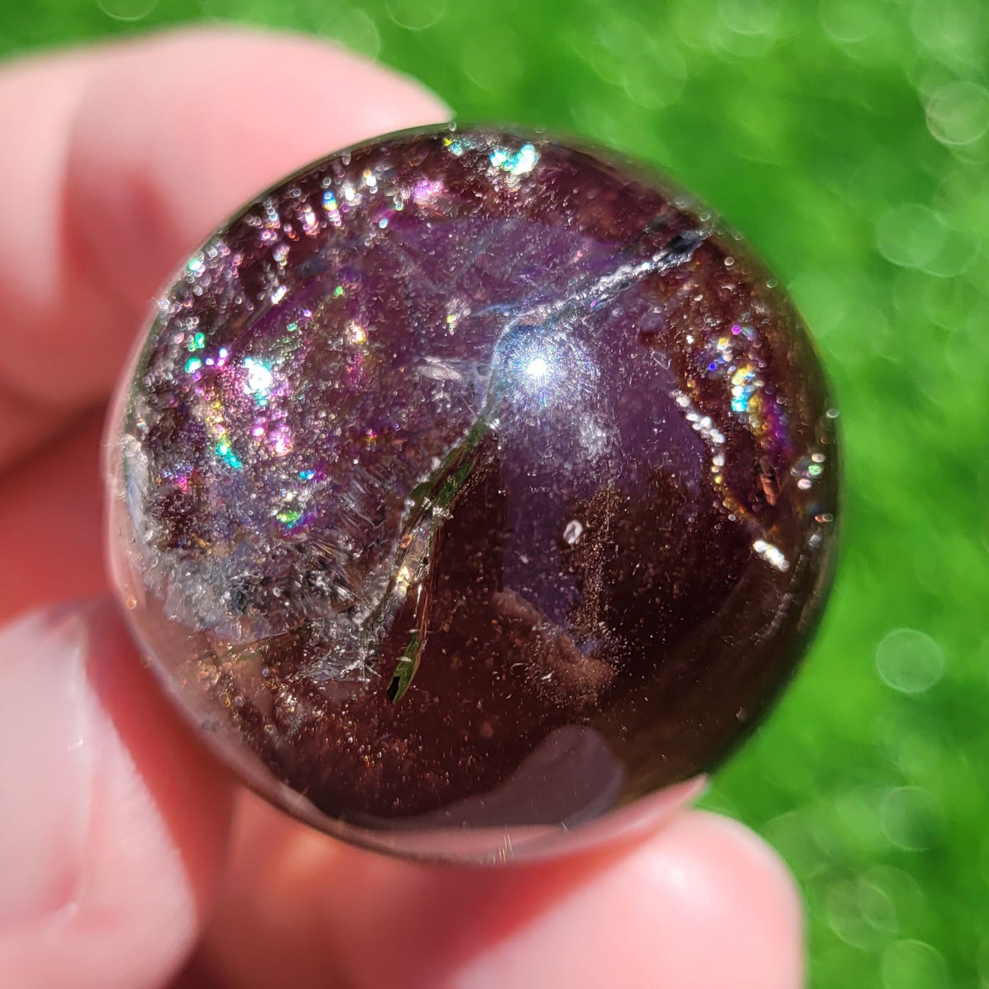 Smokey Quartz Mini Sphere with Rainbows, 1.1" to 1.2", 28mm to 29mm