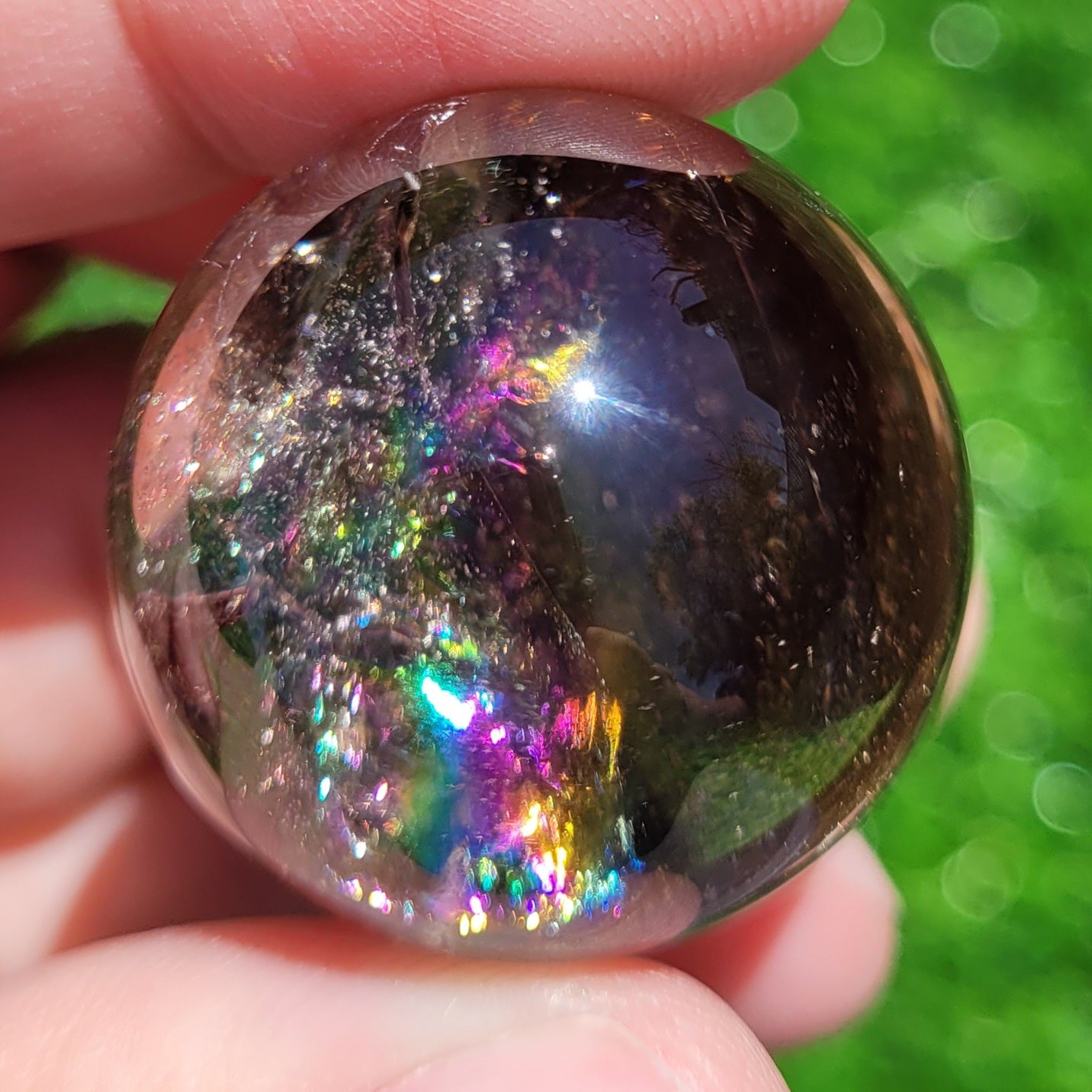 Smokey Quartz Mini Sphere with Rainbows, 1.1" to 1.2", 28mm to 29mm