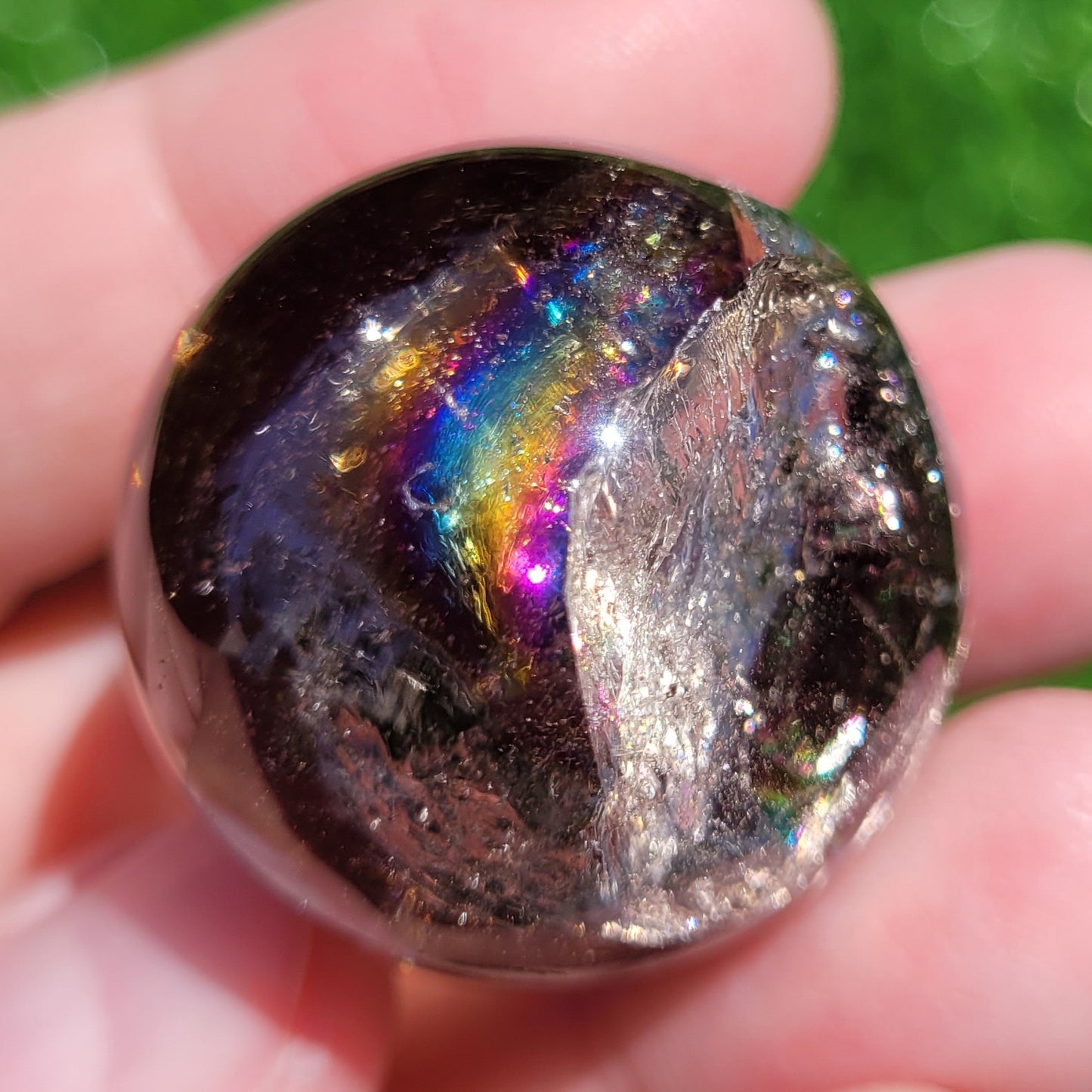 Smokey Quartz Mini Sphere with Rainbows, 1.1" to 1.2", 28mm to 29mm