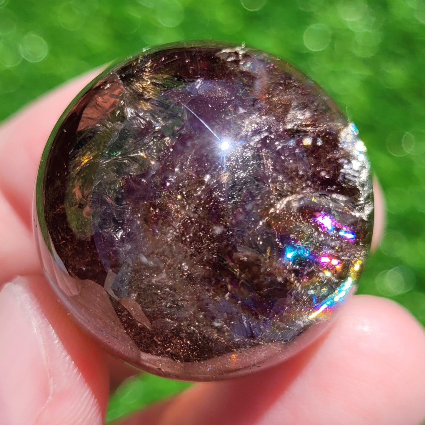 Smokey Quartz Mini Sphere with Rainbows, 1.1" to 1.2", 28mm to 29mm