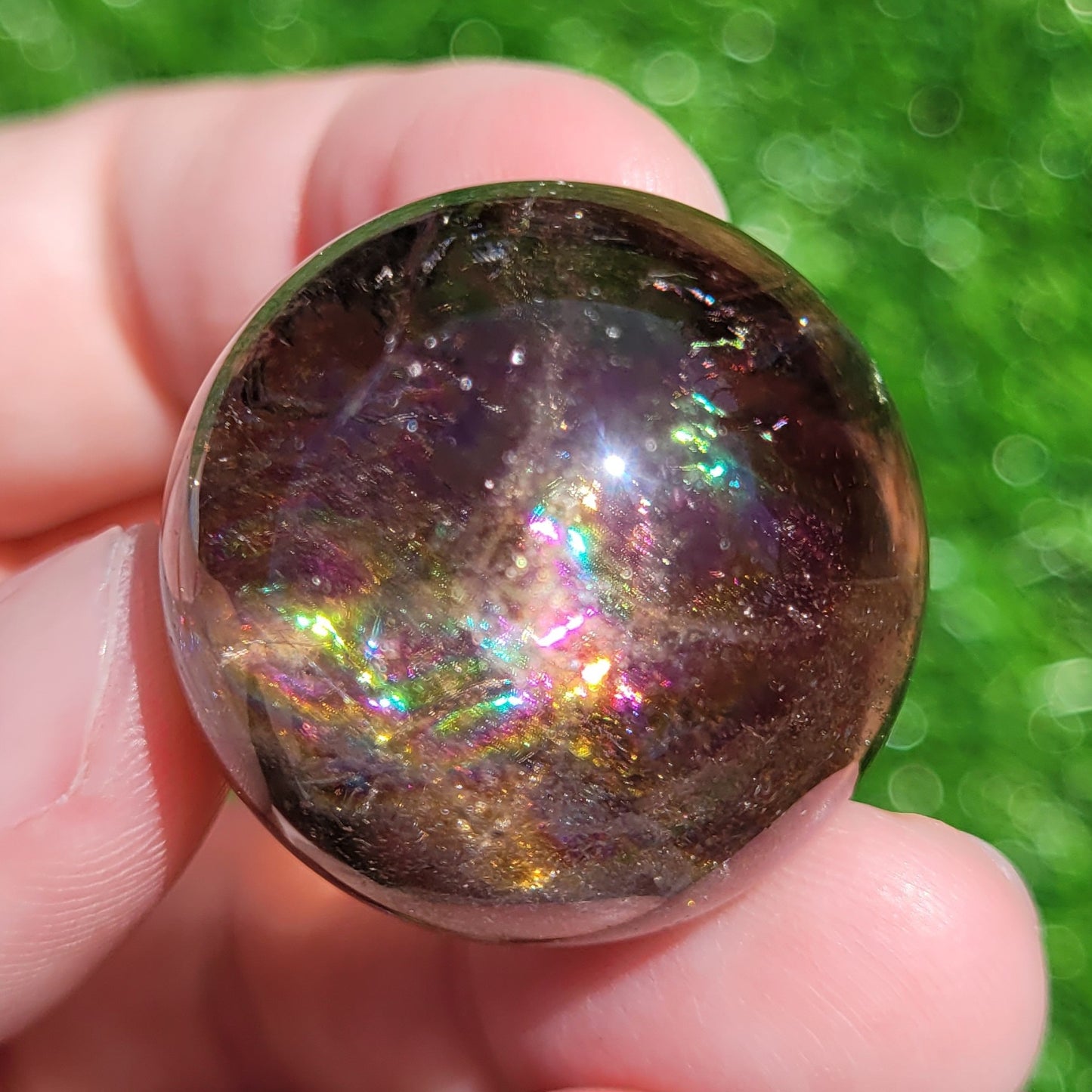 Smokey Quartz Mini Sphere with Rainbows, 1.1" to 1.2", 28mm to 29mm