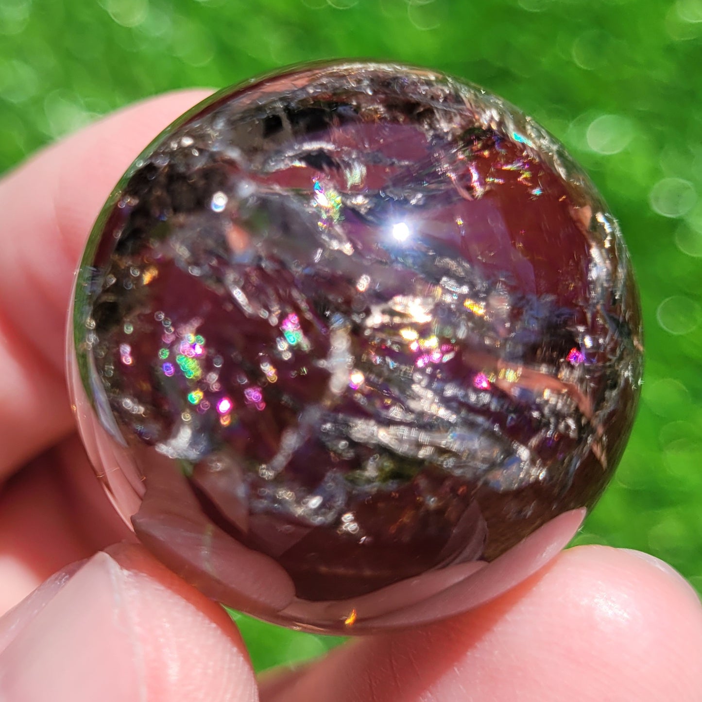 Smokey Quartz Mini Sphere with Rainbows, 1.1" to 1.2", 28mm to 29mm