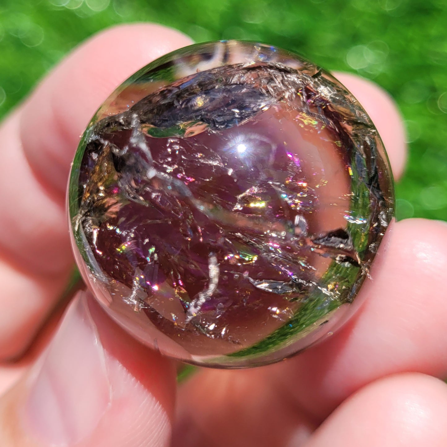 Smokey Quartz Mini Sphere with Rainbows, 1.1" to 1.2", 28mm to 29mm