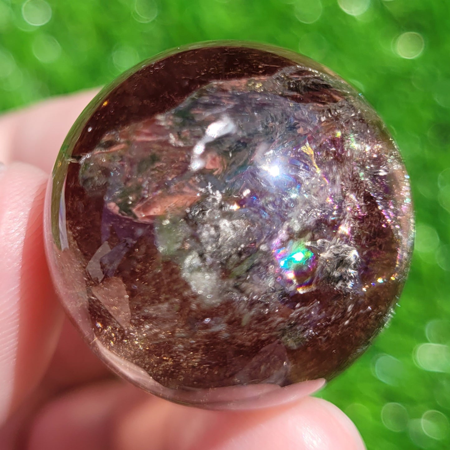 Smokey Quartz Mini Sphere with Rainbows, 1.1" to 1.2", 28mm to 29mm