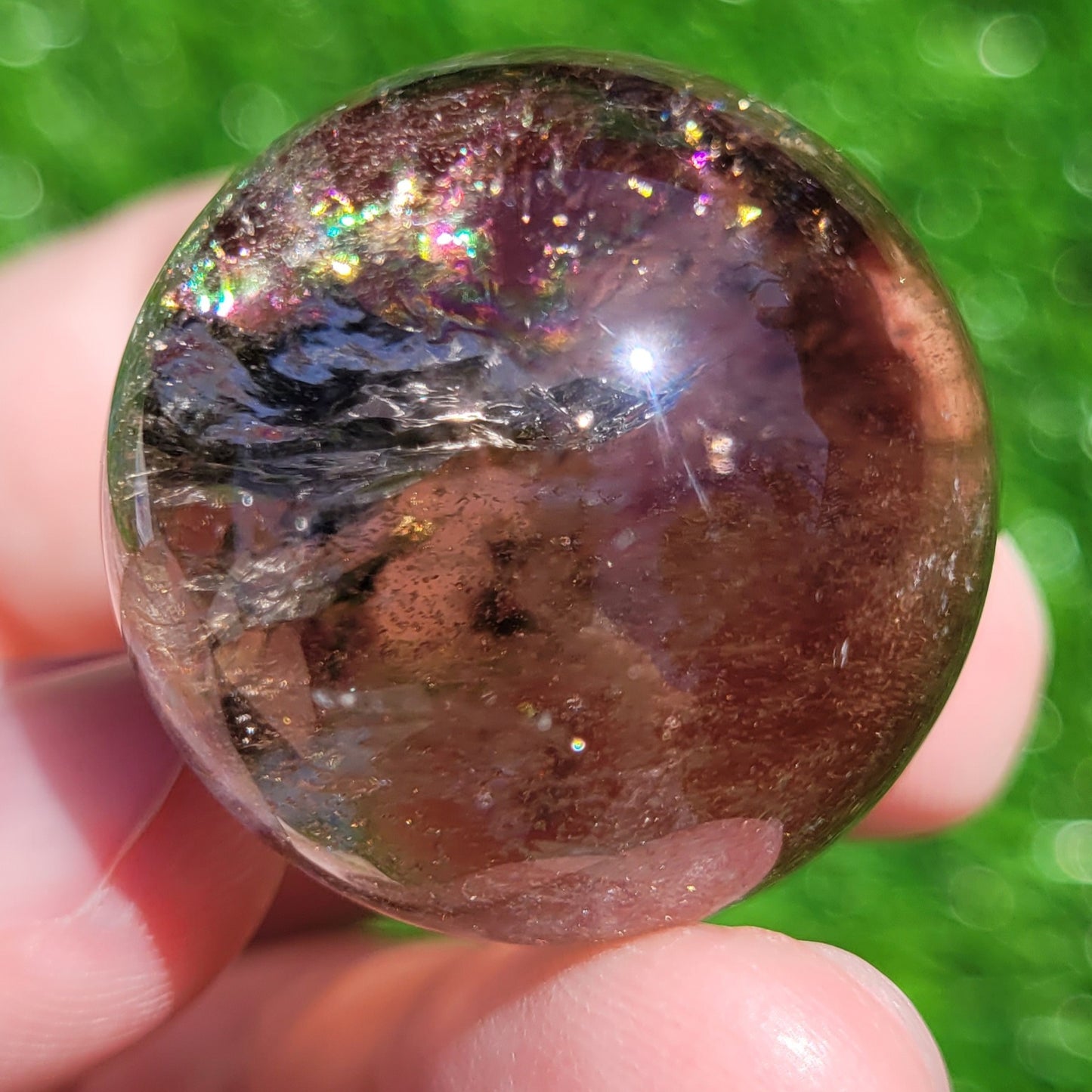 Smokey Quartz Mini Sphere with Rainbows, 1.1" to 1.2", 28mm to 29mm