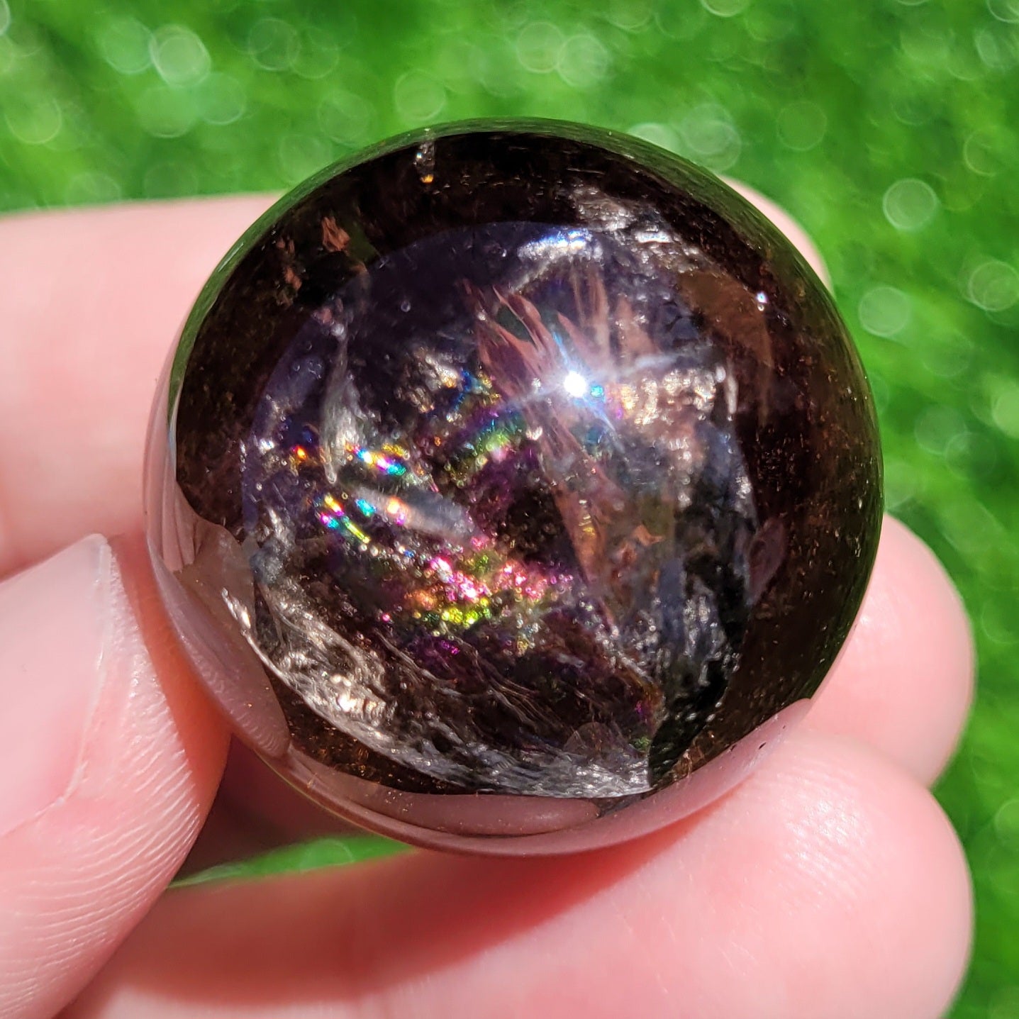 Smokey Quartz Mini Sphere with Rainbows, 1.1" to 1.2", 28mm to 29mm