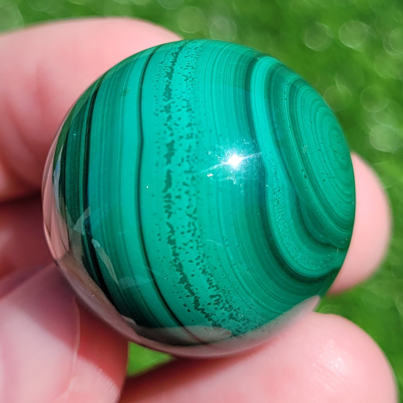 Malachite Crystal Mini Sphere, 25mm to 26mm