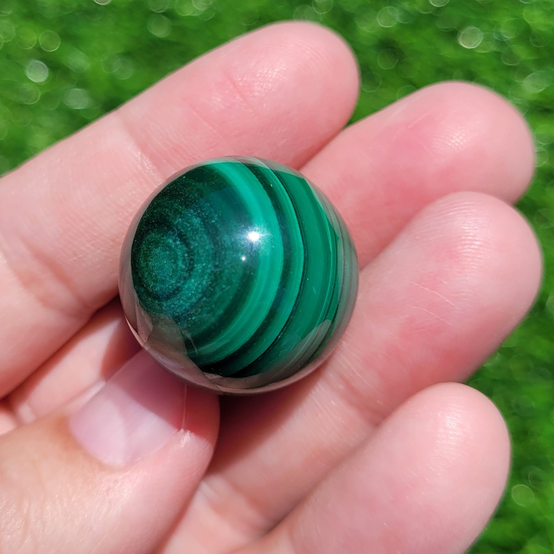 Malachite Crystal Sphere, 25mm to 26mm