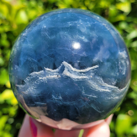 Blue fluorite sphere, blue crystal ball