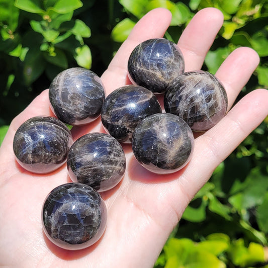 Black Rose Quartz Crystal Mini Sphere, 29mm to 31mm