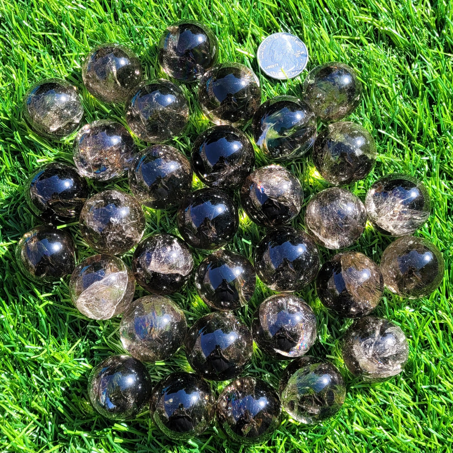 Smokey Quartz Mini Sphere with Rainbows, 1.1" to 1.2", 28mm to 29mm