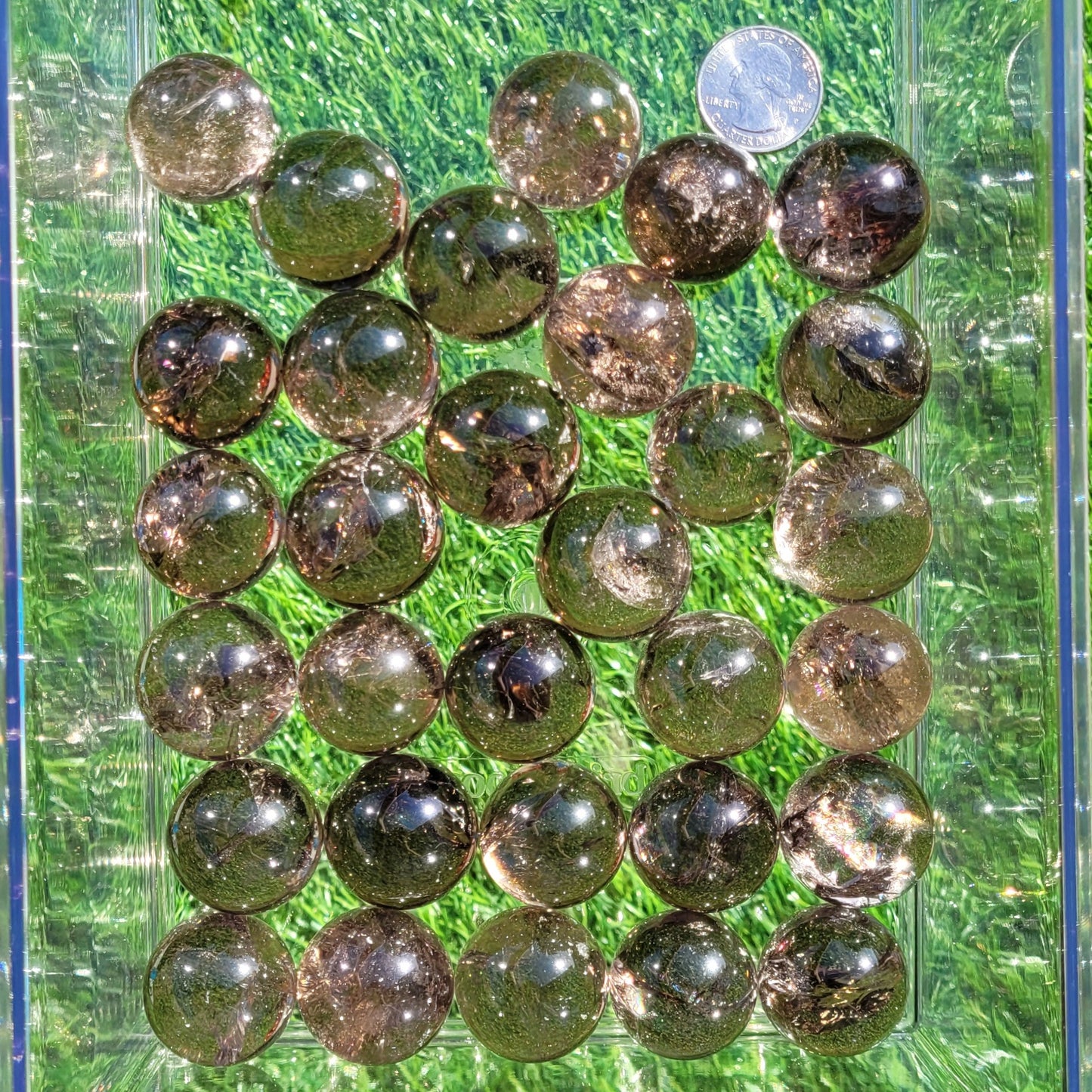 Smokey Quartz Mini Sphere with Rainbows, 1.1" to 1.2", 28mm to 29mm