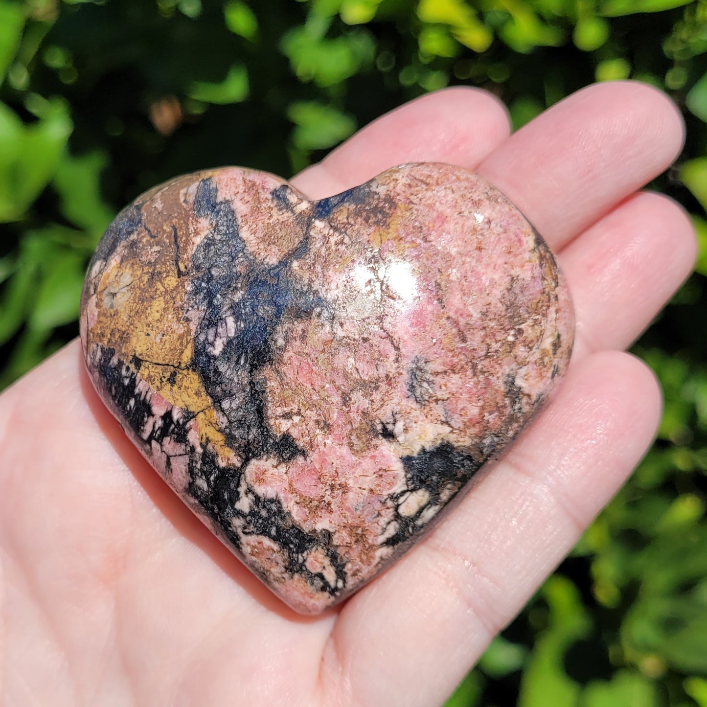 Rhodonite Heart Crystal, 2.5"x 2.3", 146 Grams