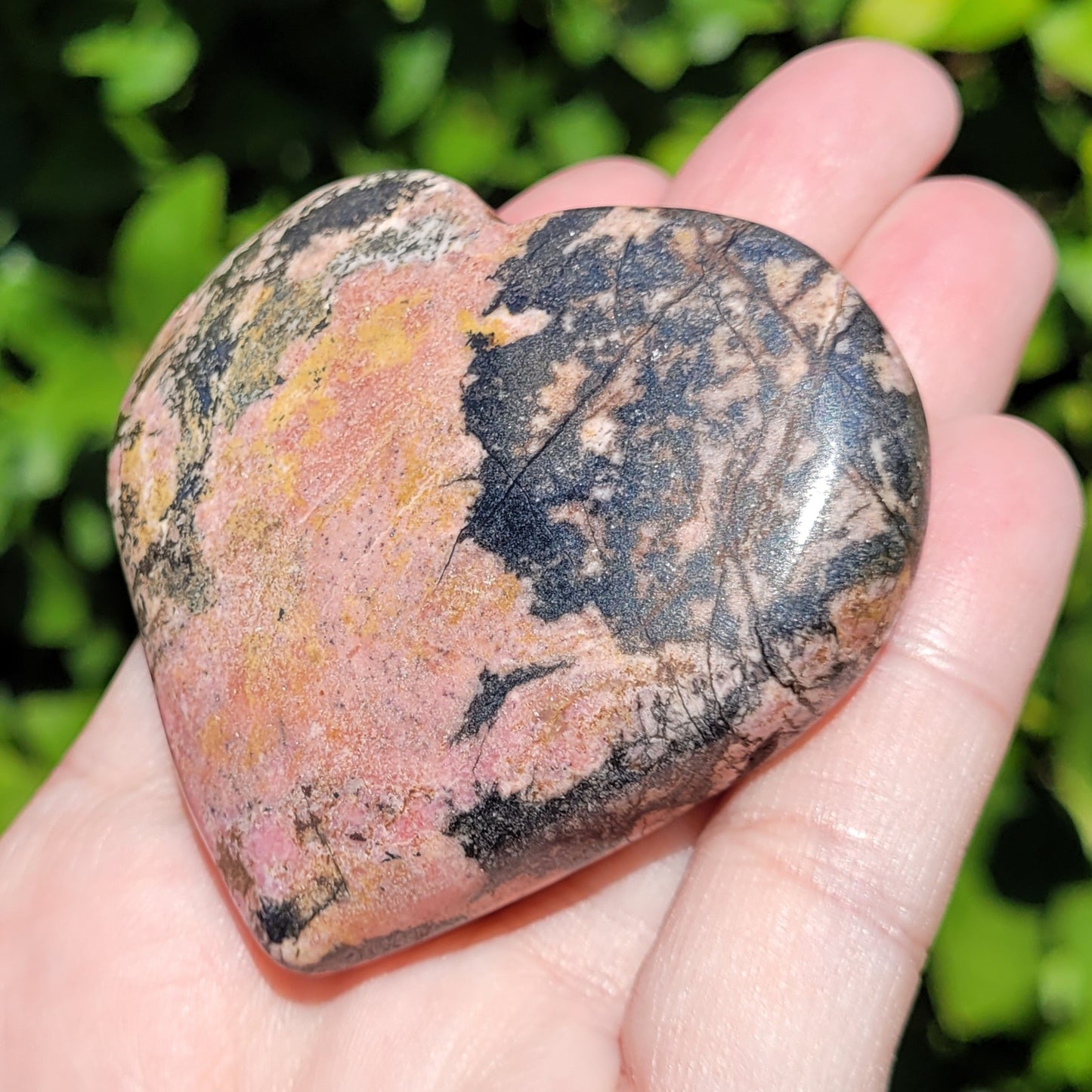 Rhodonite Heart Crystal, 2.5"x 2.3", 146 Grams