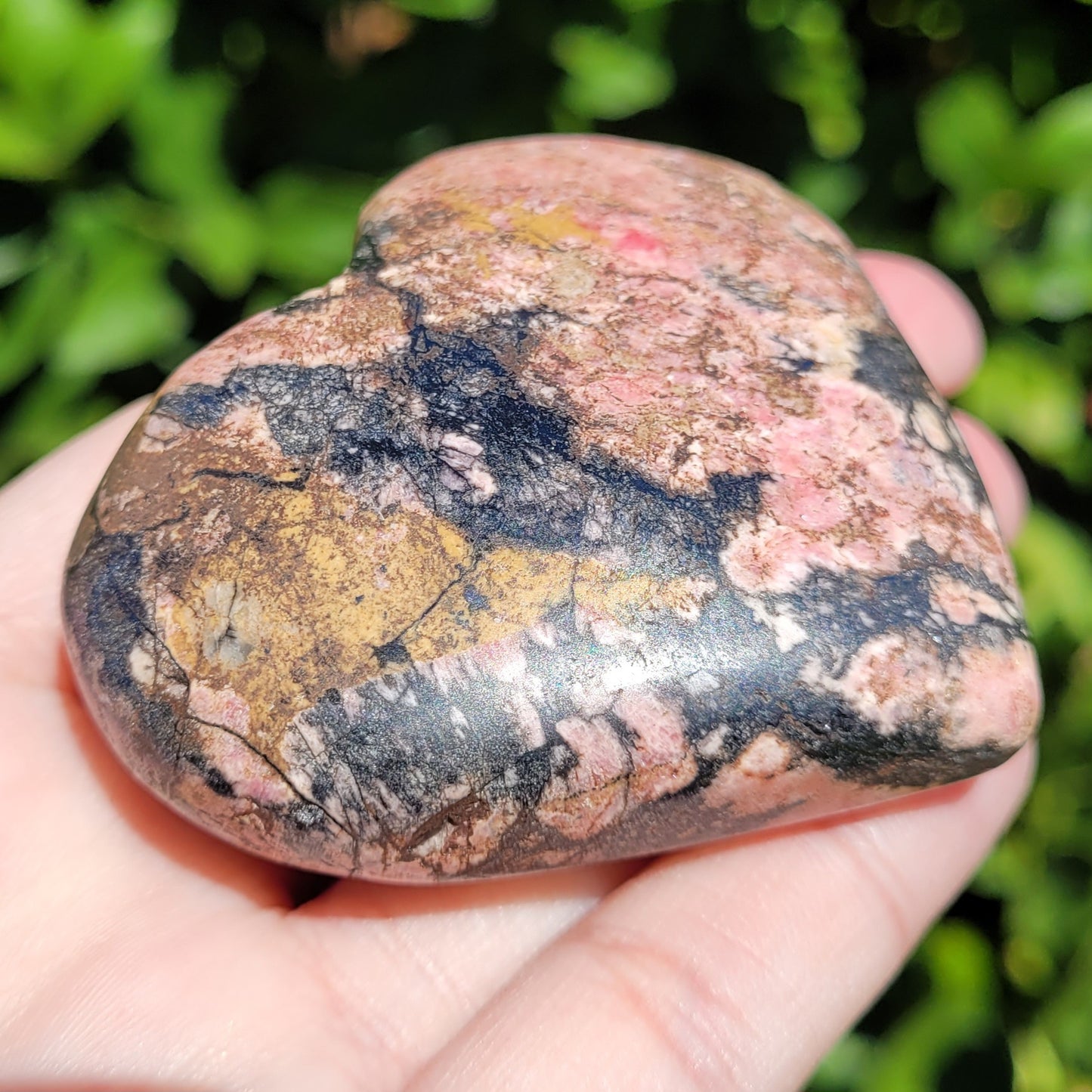 Rhodonite Heart Crystal, 2.5"x 2.3", 146 Grams