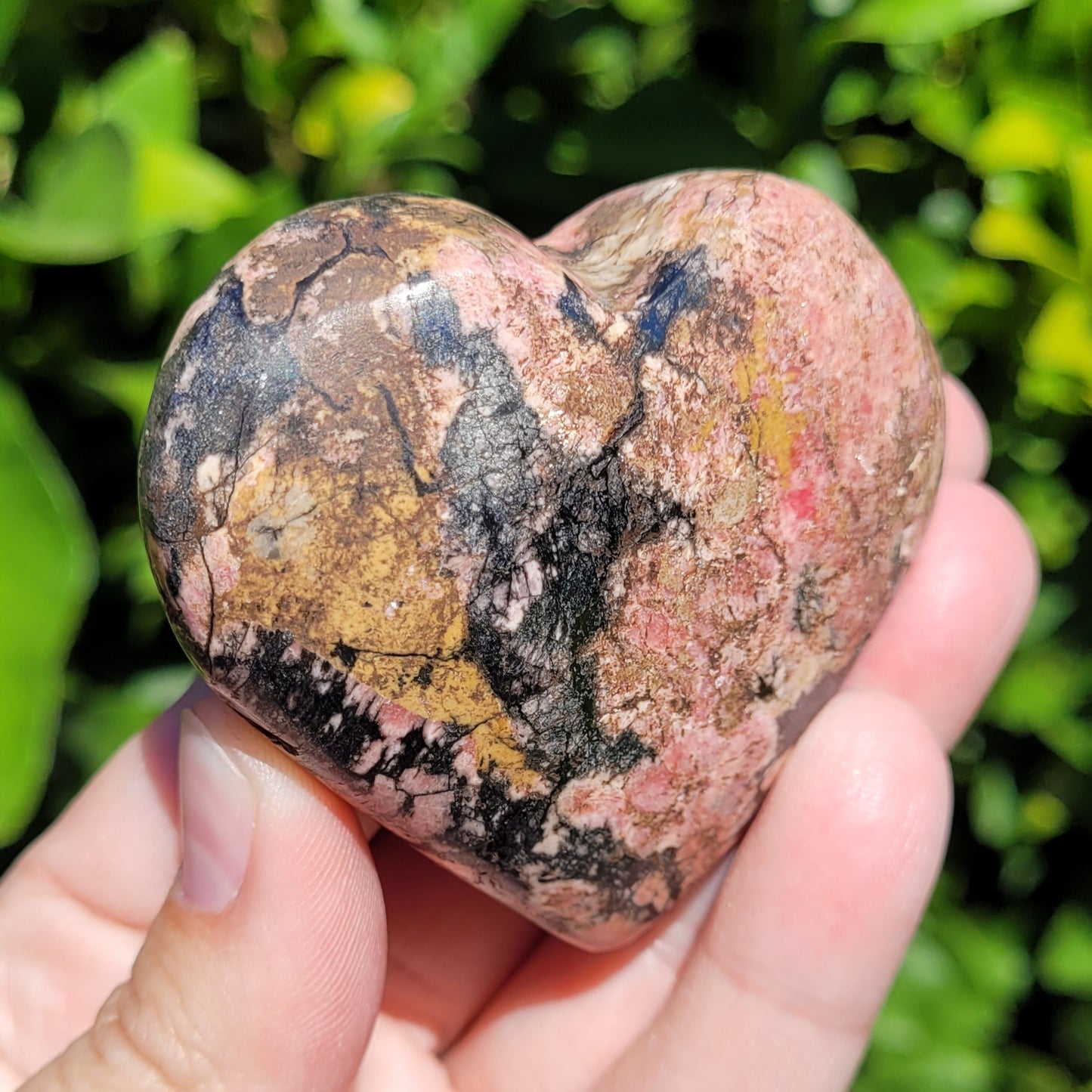 Rhodonite Heart Crystal, 2.5"x 2.3", 146 Grams